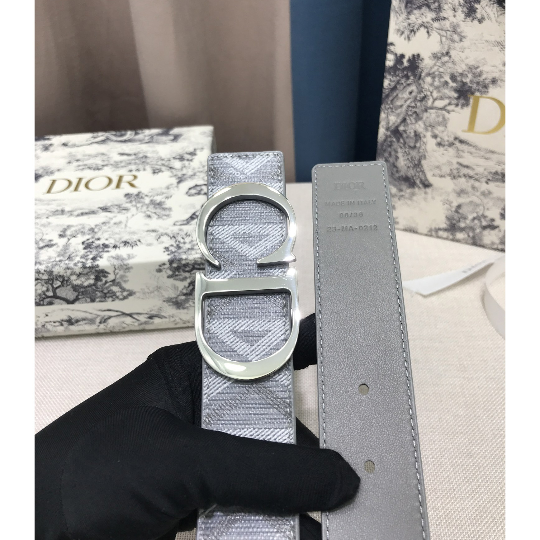 Dior CD Diamond Print  40mm Reversible Belt  - DopestKickz