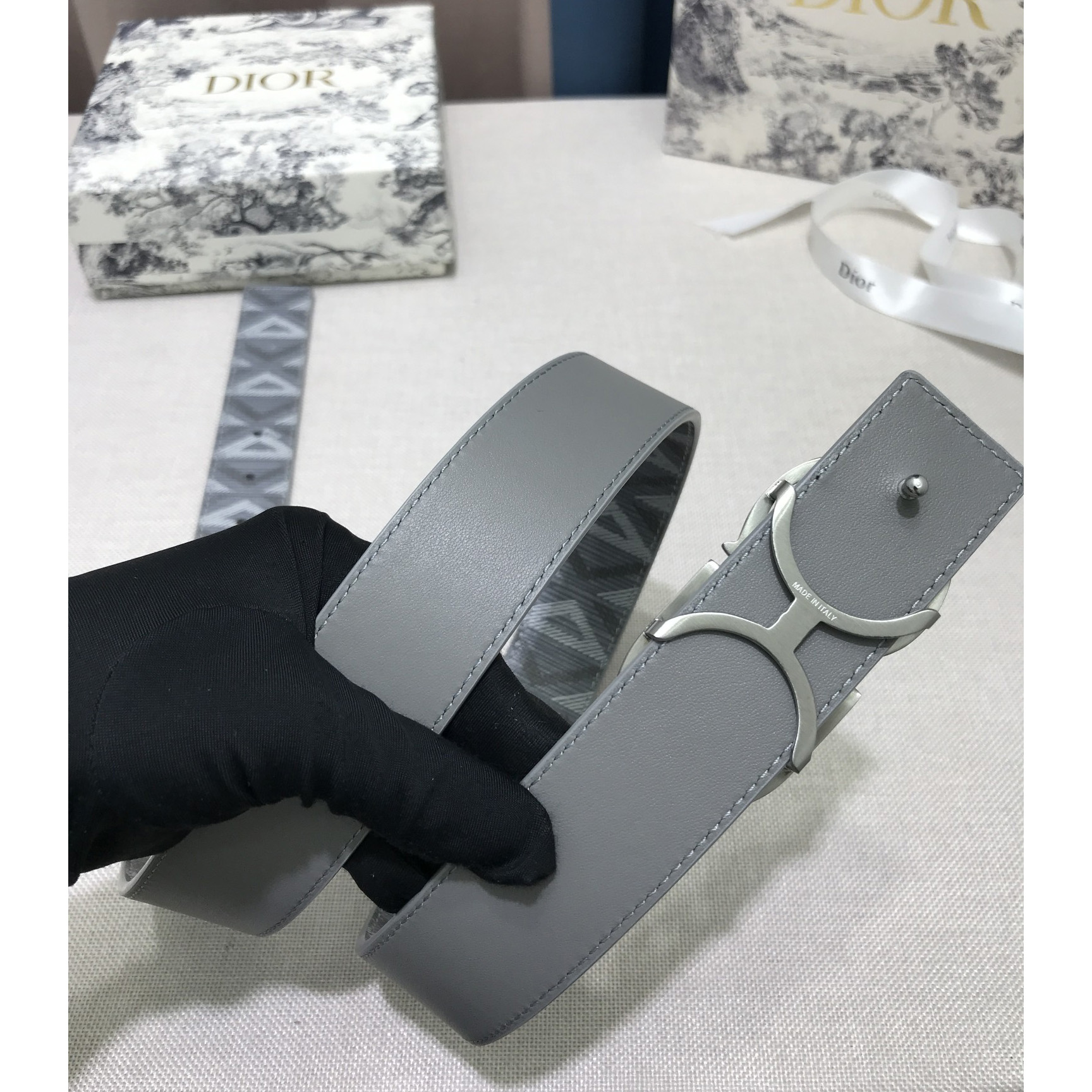 Dior CD Diamond Print  40mm Reversible Belt  - DopestKickz