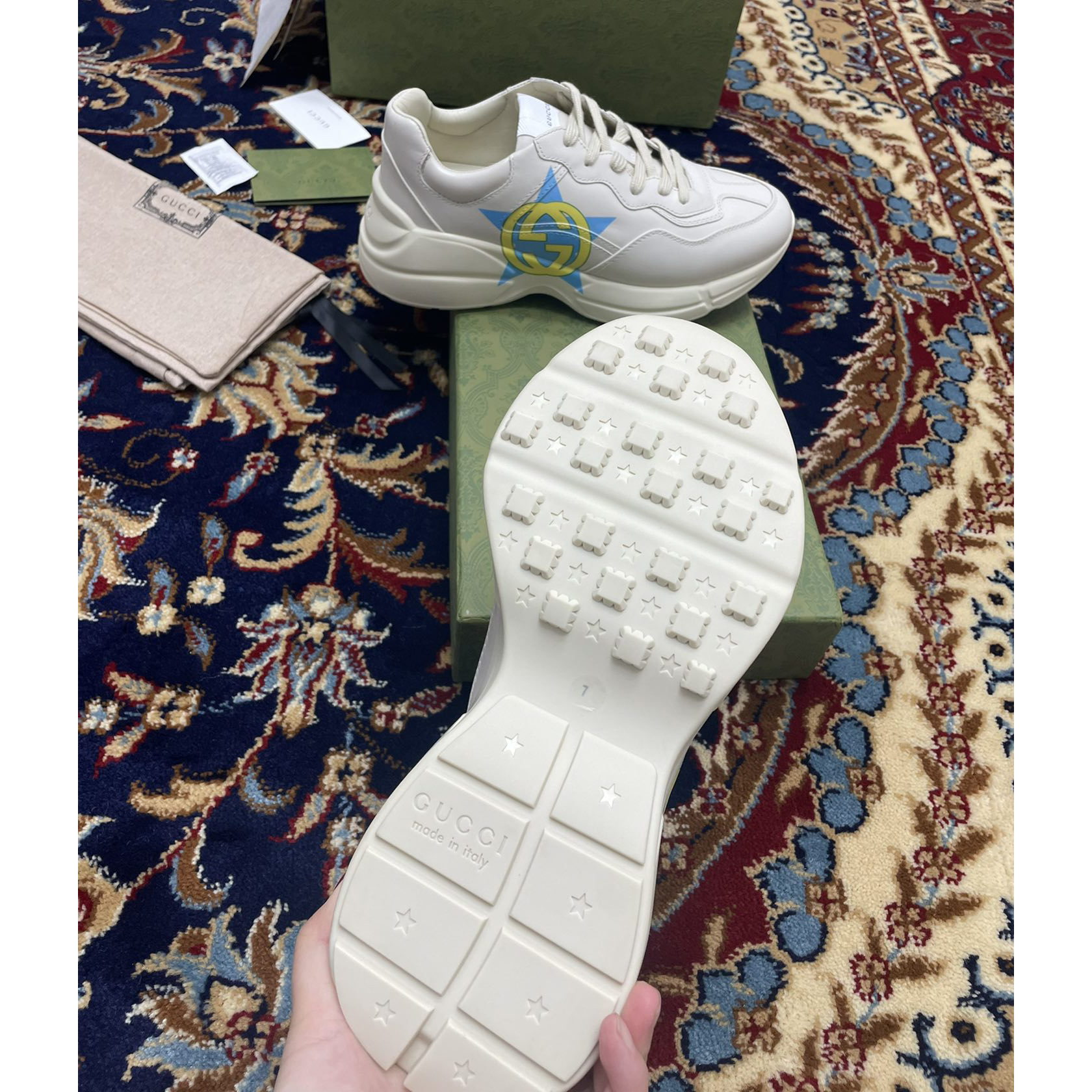 Gucci Men's Rhyton Star Print Sneakers - DopestKickz