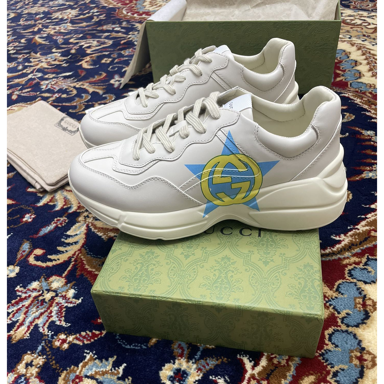 Gucci Men's Rhyton Star Print Sneakers - DopestKickz