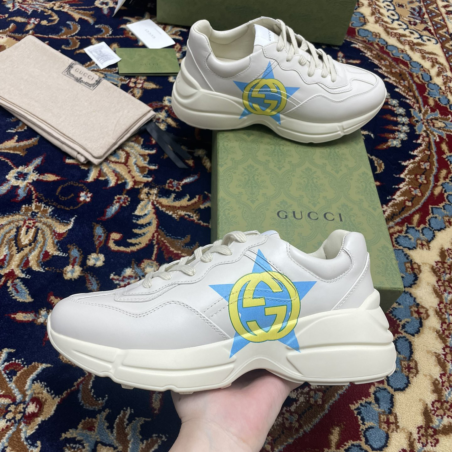 Gucci Men's Rhyton Star Print Sneakers - DopestKickz