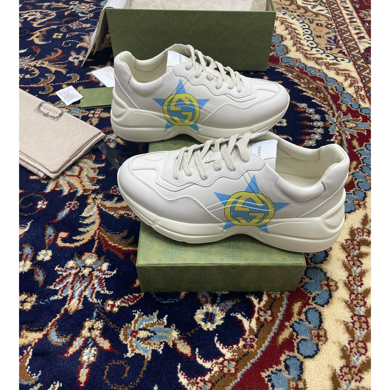 Gucci Men's Rhyton Star Print Sneakers - DopestKickz