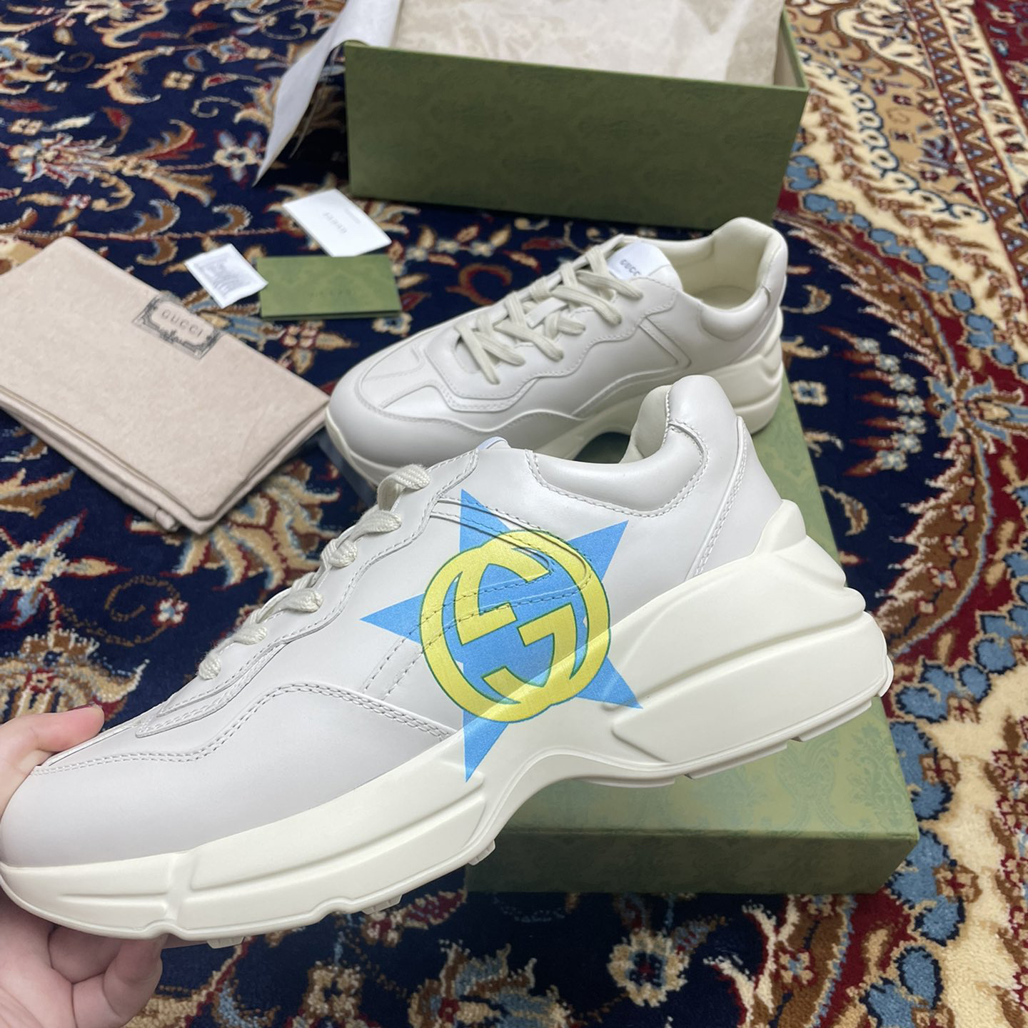 Gucci Men's Rhyton Star Print Sneakers - DopestKickz