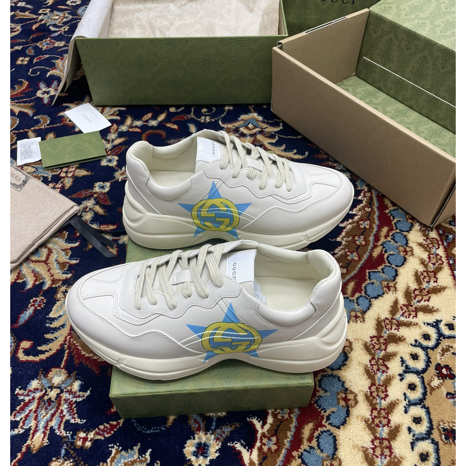 Gucci Men's Rhyton Star Print Sneakers - DopestKickz