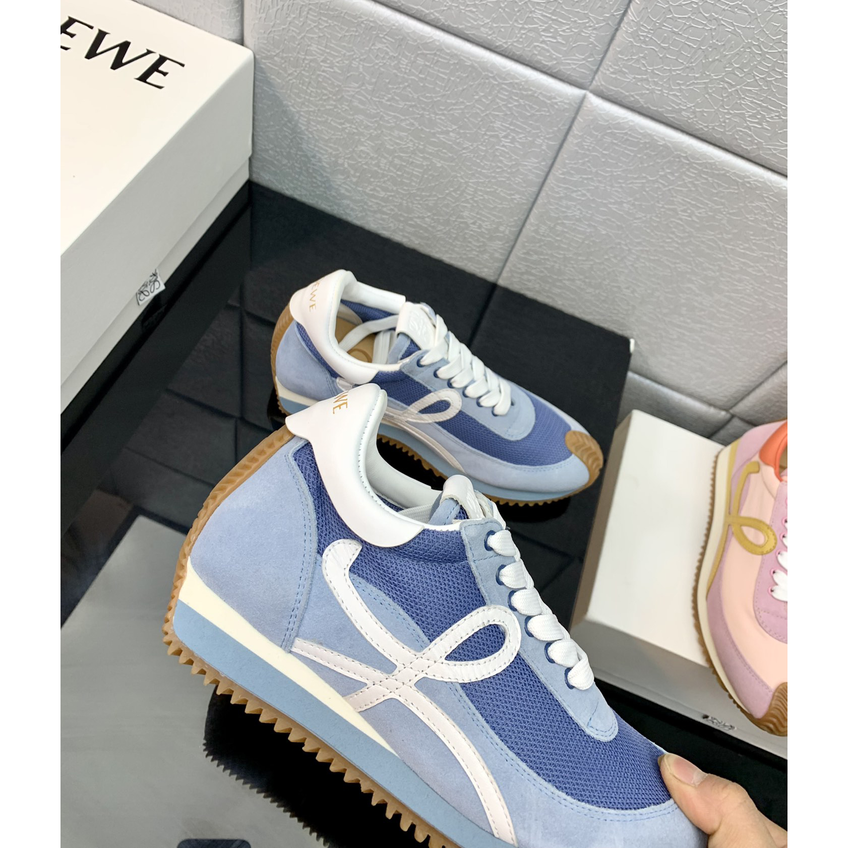 Loewe Flow Runner In Technical Mesh And Suede - DopestKickz