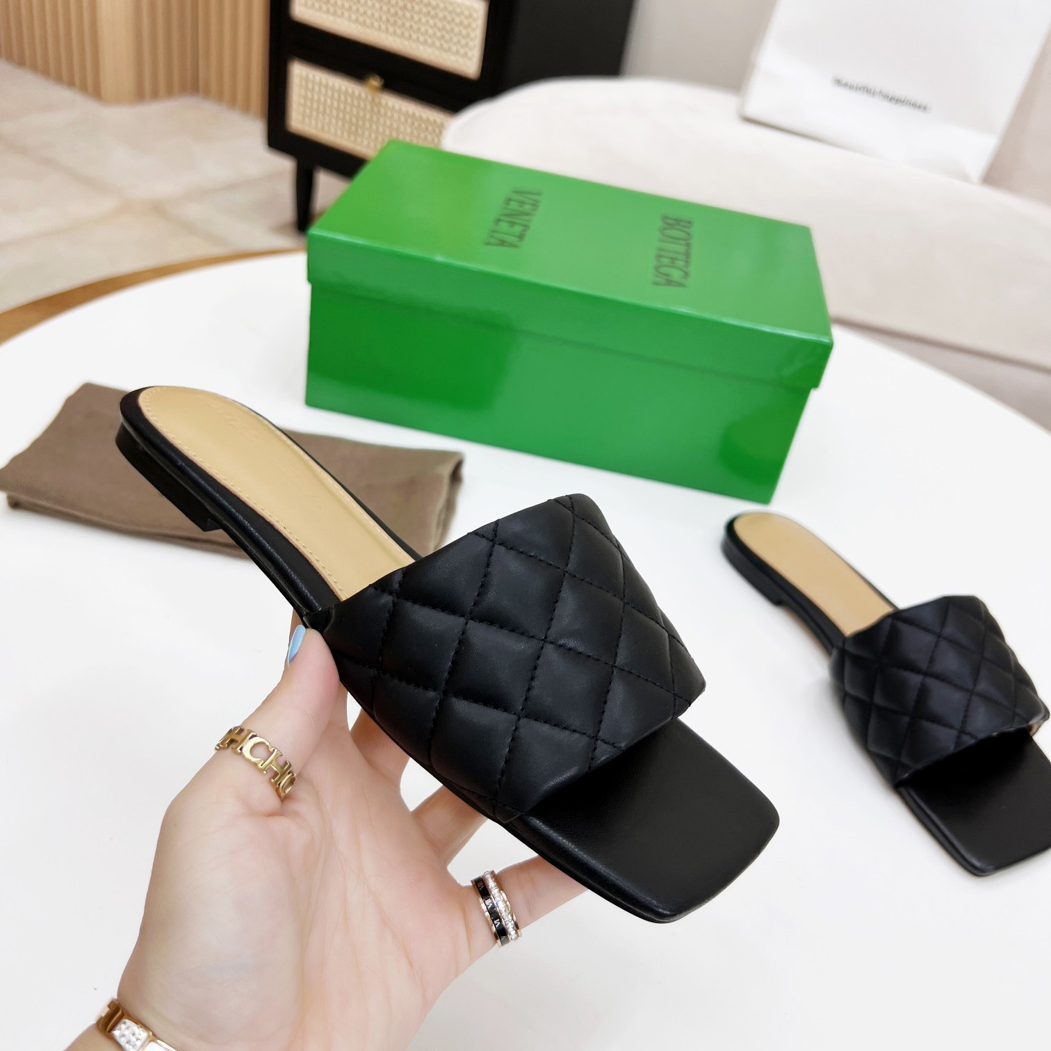 Bottega Veneta Padded Leather Sandals - DopestKickz