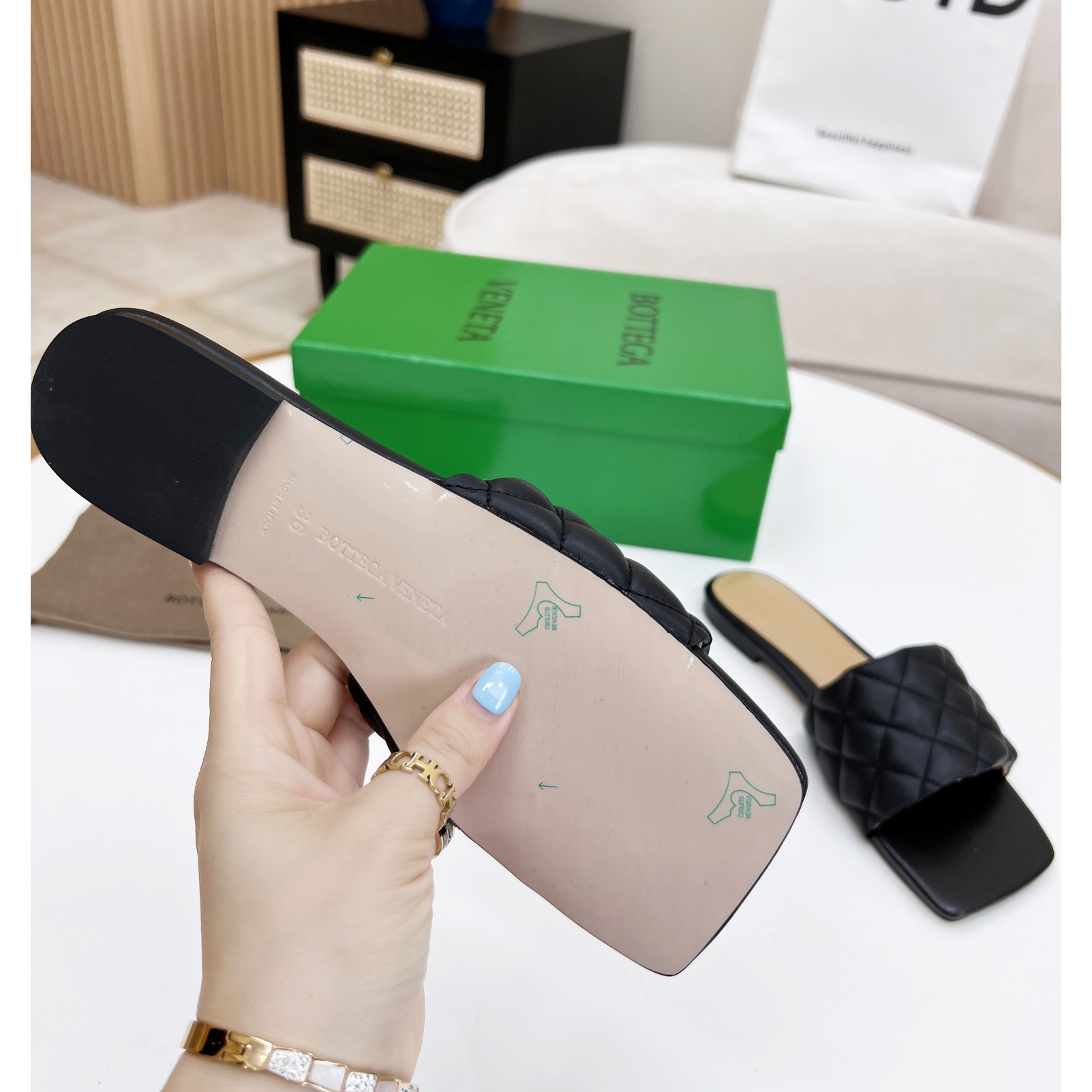 Bottega Veneta Padded Leather Sandals - DopestKickz