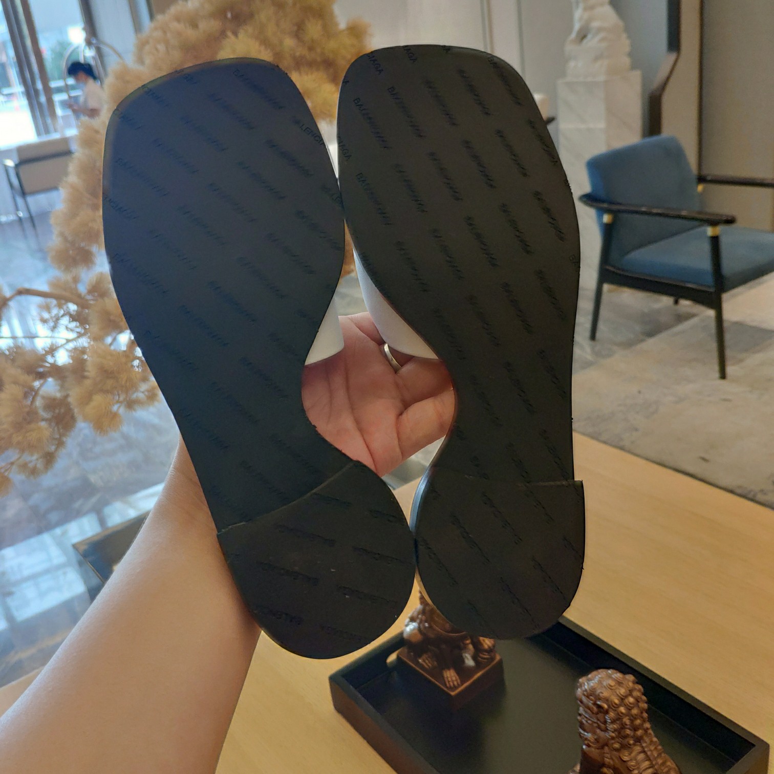 Balenciaga Logo Leather Slide Sandal - DopestKickz
