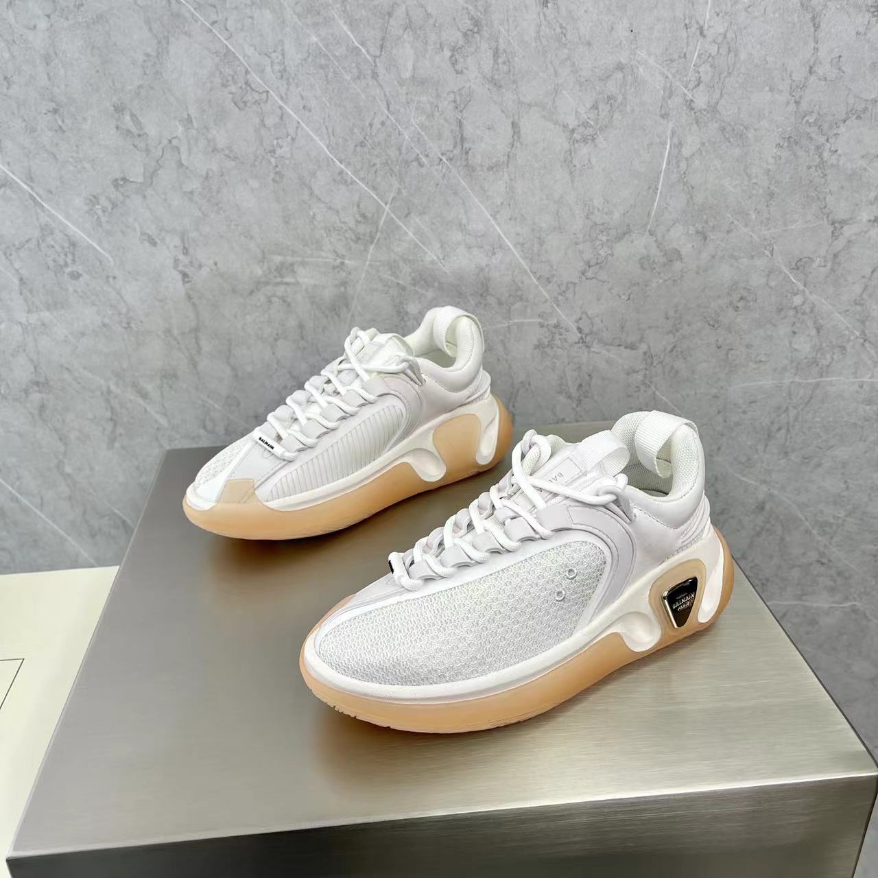 Balmain Bicolor Gummy Leather And Mesh B-Runner Sneakers - DopestKickz