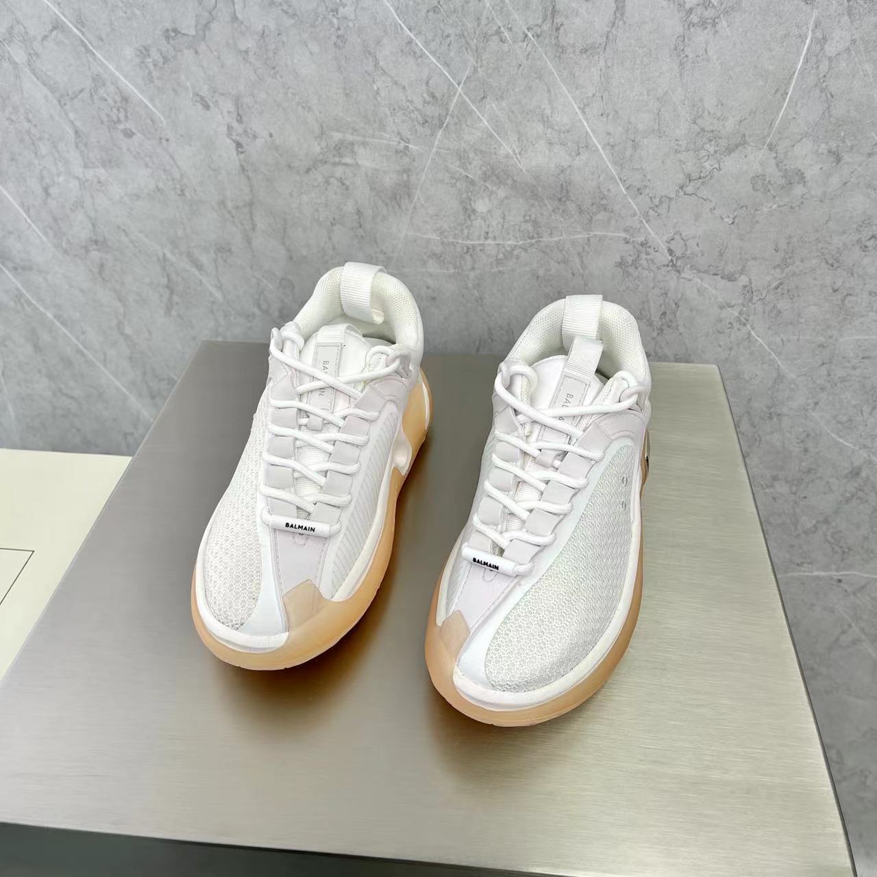 Balmain Bicolor Gummy Leather And Mesh B-Runner Sneakers - DopestKickz