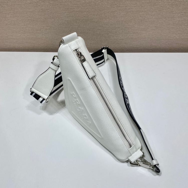 Prada Saffiano Prada Triangle Bag In White(28-18-11cm) - DopestKickz