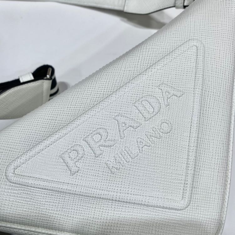 Prada Saffiano Prada Triangle Bag In White(28-18-11cm) - DopestKickz