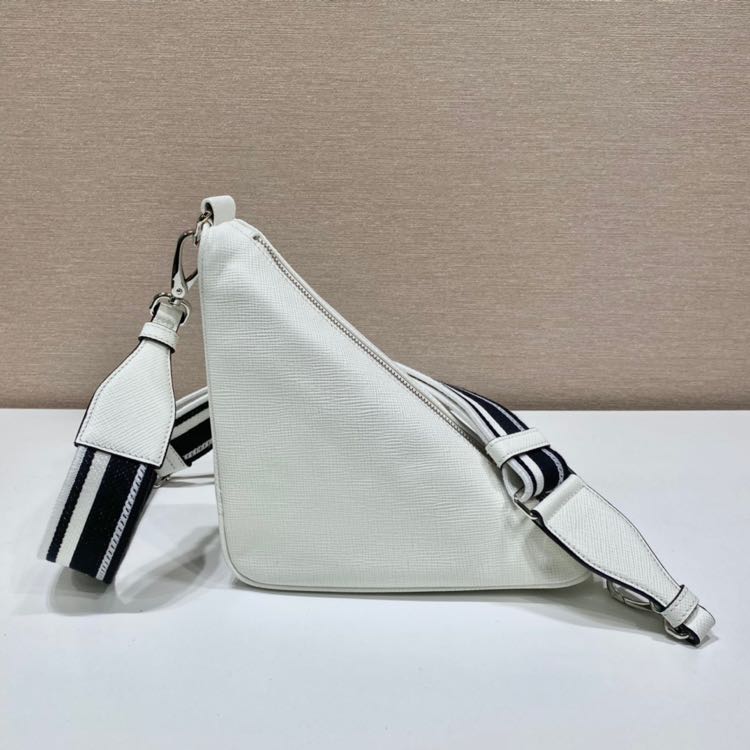 Prada Saffiano Prada Triangle Bag In White(28-18-11cm) - DopestKickz