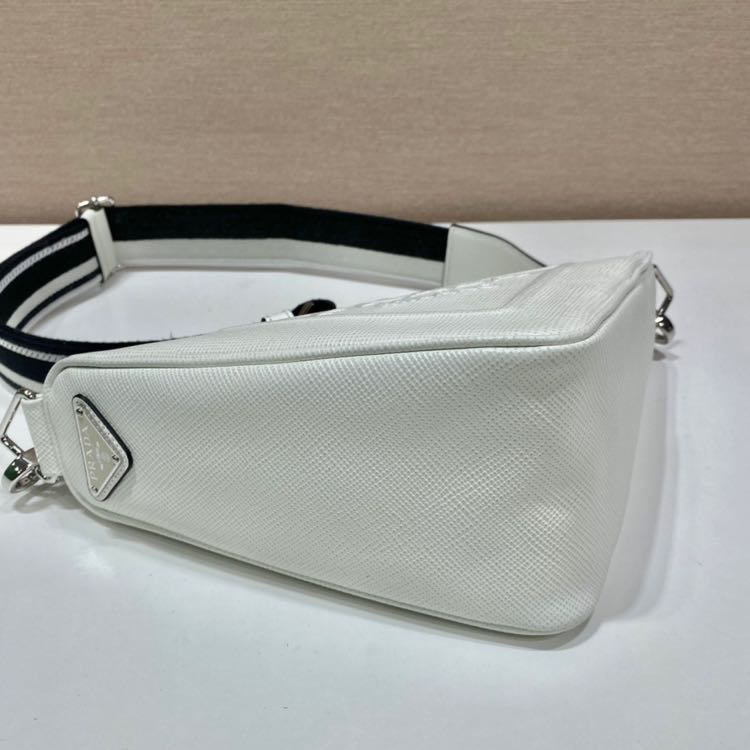 Prada Saffiano Prada Triangle Bag In White(28-18-11cm) - DopestKickz