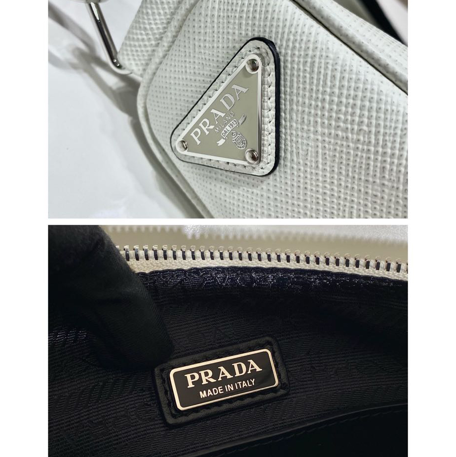 Prada Saffiano Prada Triangle Bag In White(28-18-11cm) - DopestKickz