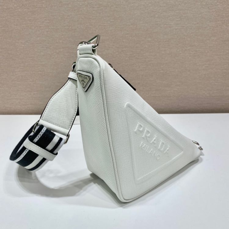Prada Saffiano Prada Triangle Bag In White(28-18-11cm) - DopestKickz