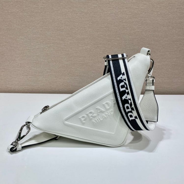 Prada Saffiano Prada Triangle Bag In White(28-18-11cm) - DopestKickz
