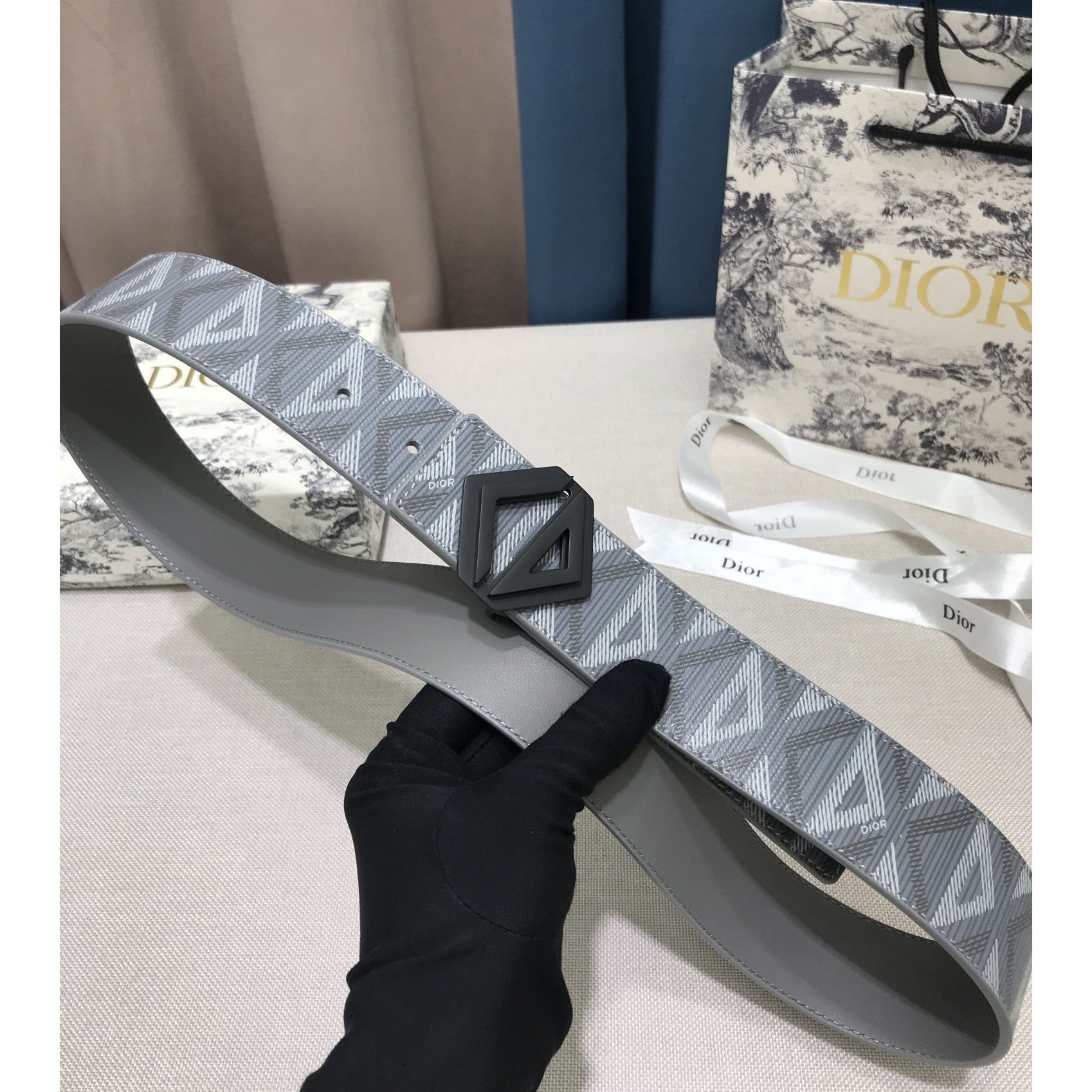 Dior CD Diamond Print  40mm Reversible Belt  - DopestKickz