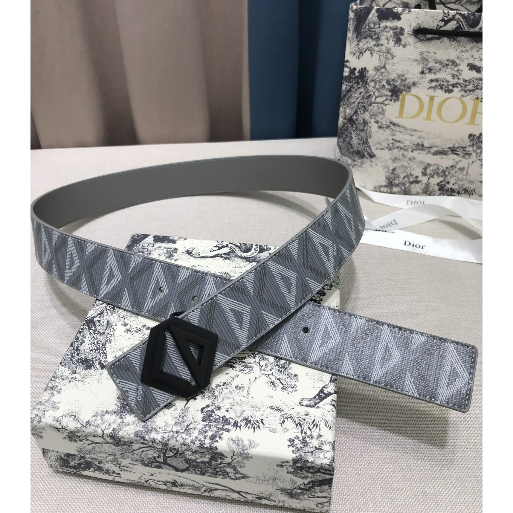 Dior CD Diamond Print  40mm Reversible Belt  - DopestKickz