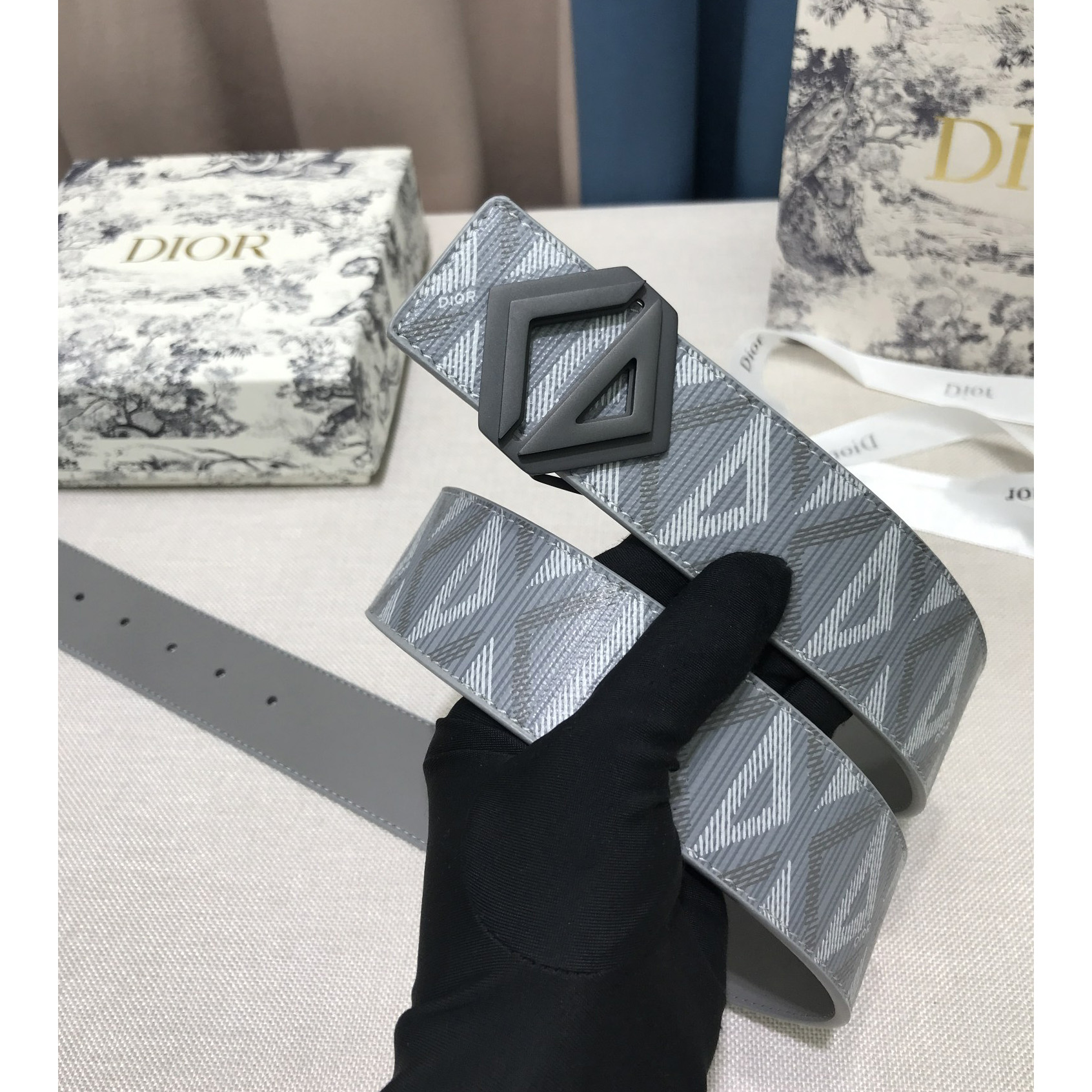 Dior CD Diamond Print  40mm Reversible Belt  - DopestKickz