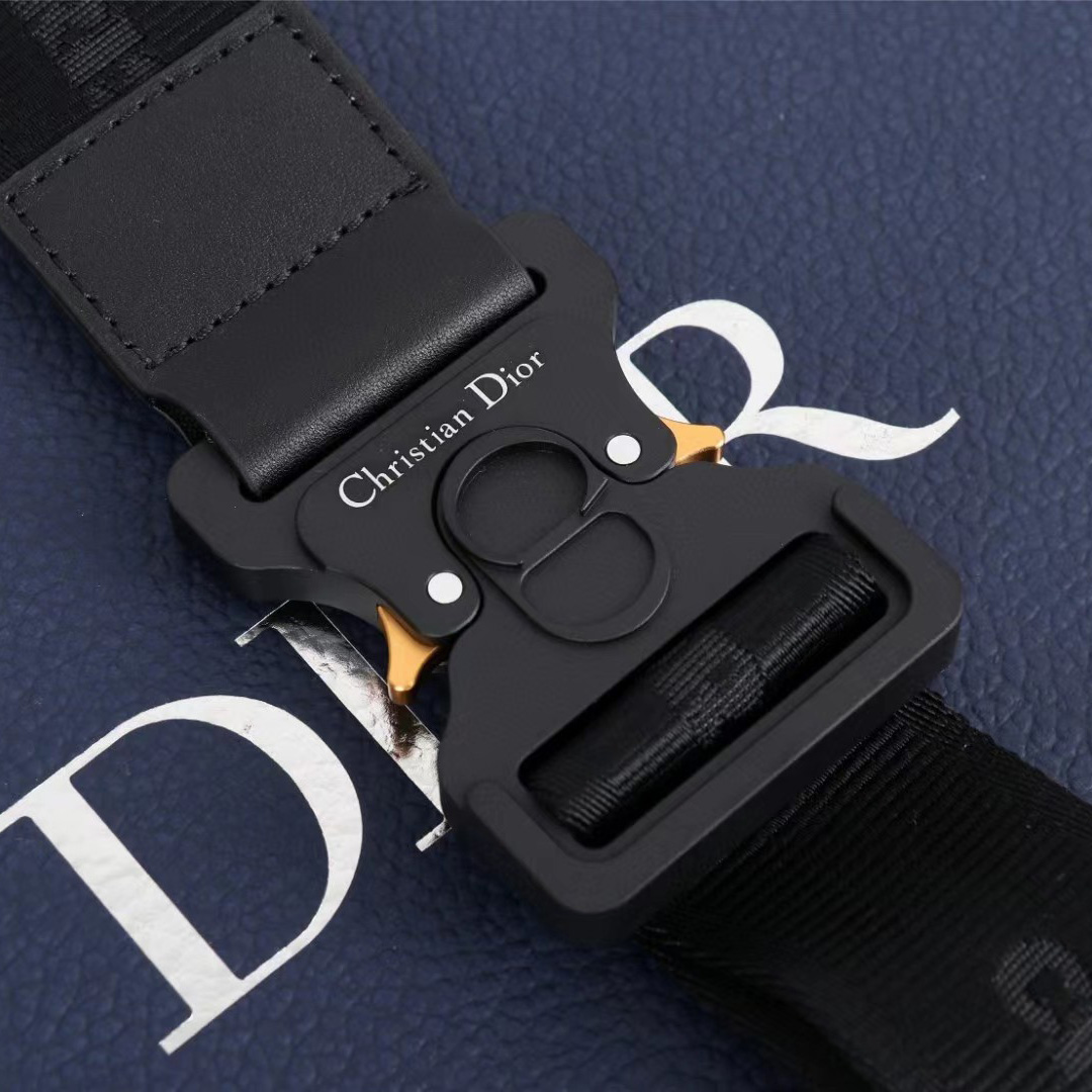 Dior Black CD Diamond Canvas And Smooth Calfskin Saddle Bag(26-19-4.5cm) - DopestKickz