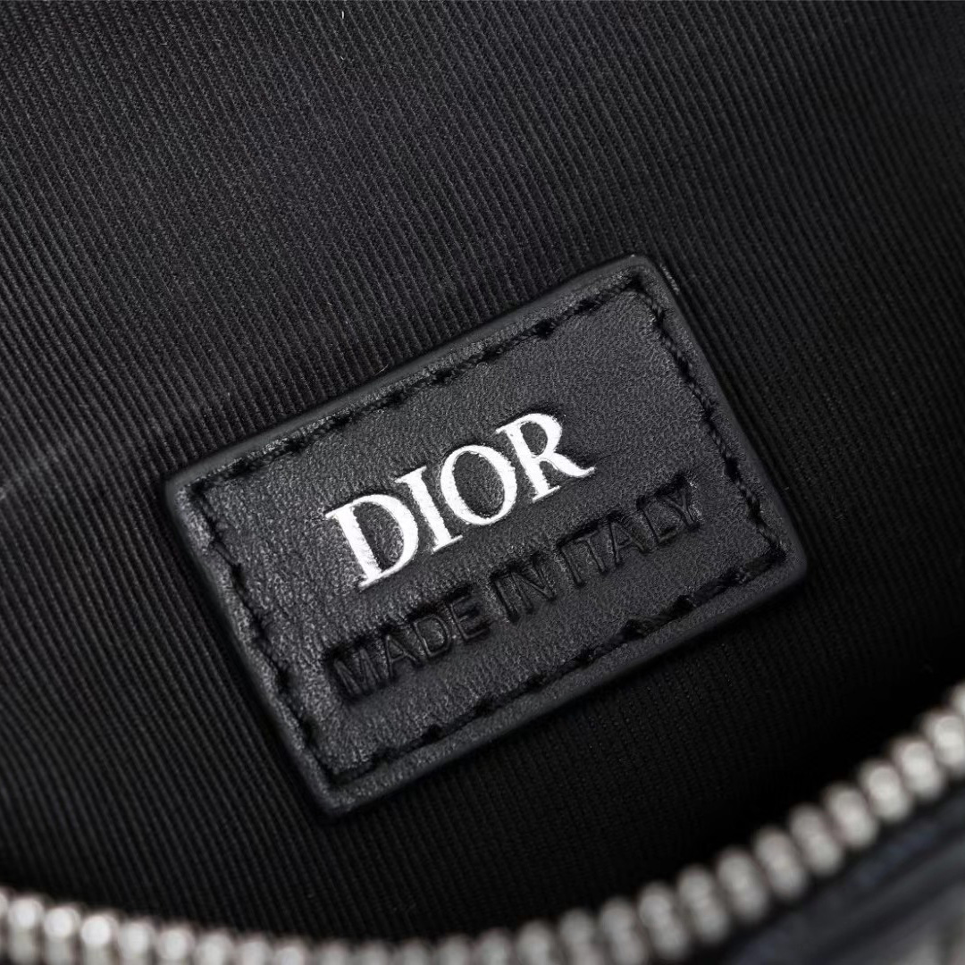 Dior Black CD Diamond Canvas And Smooth Calfskin Saddle Bag(26-19-4.5cm) - DopestKickz