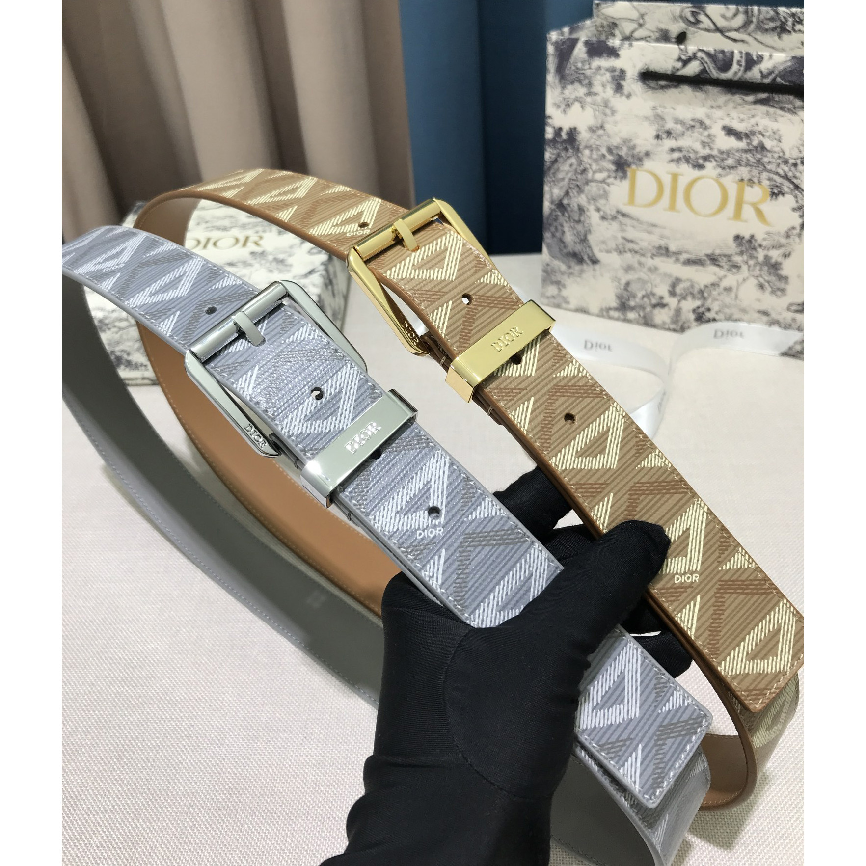 Dior CD Diamond Print  35mm Belt  - DopestKickz