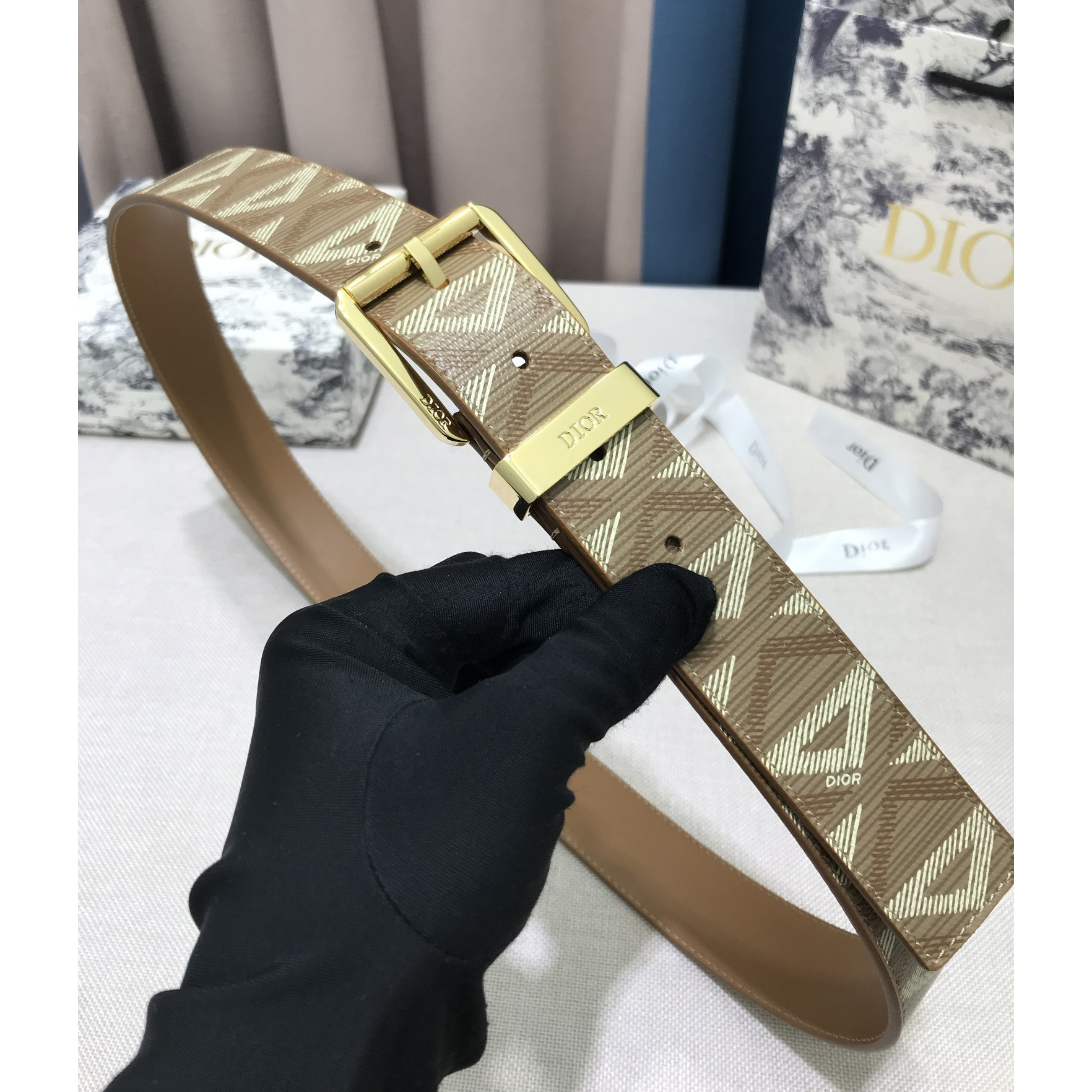 Dior CD Diamond Print  35mm Belt  - DopestKickz