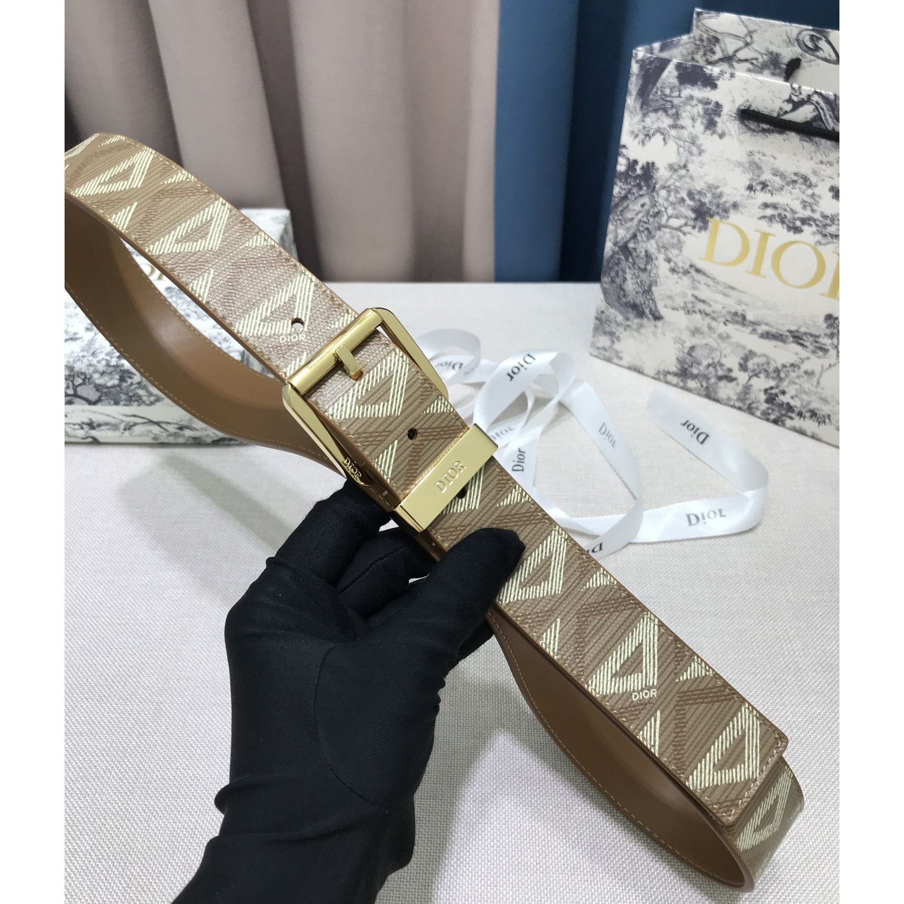 Dior CD Diamond Print  35mm Belt  - DopestKickz