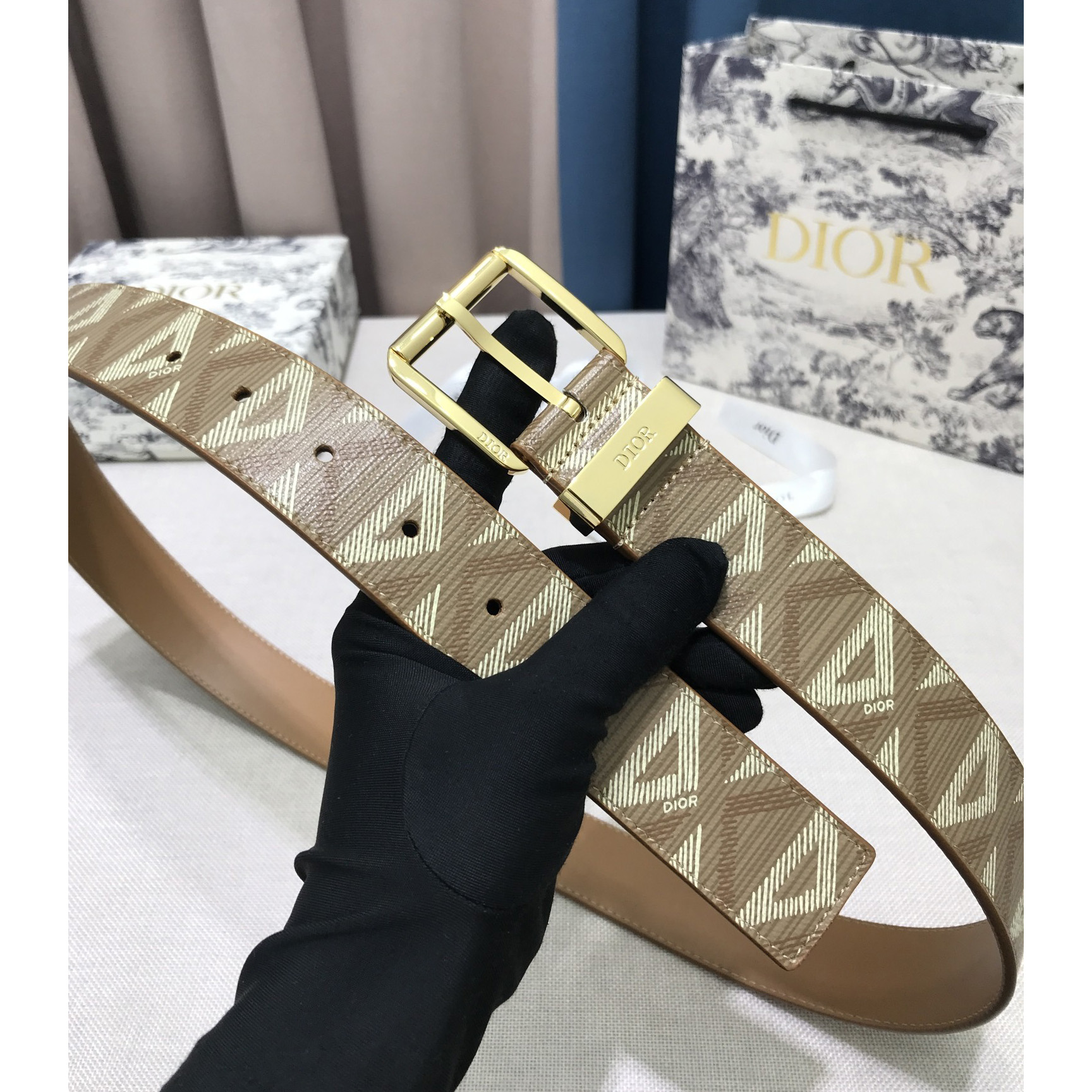 Dior CD Diamond Print  35mm Belt  - DopestKickz