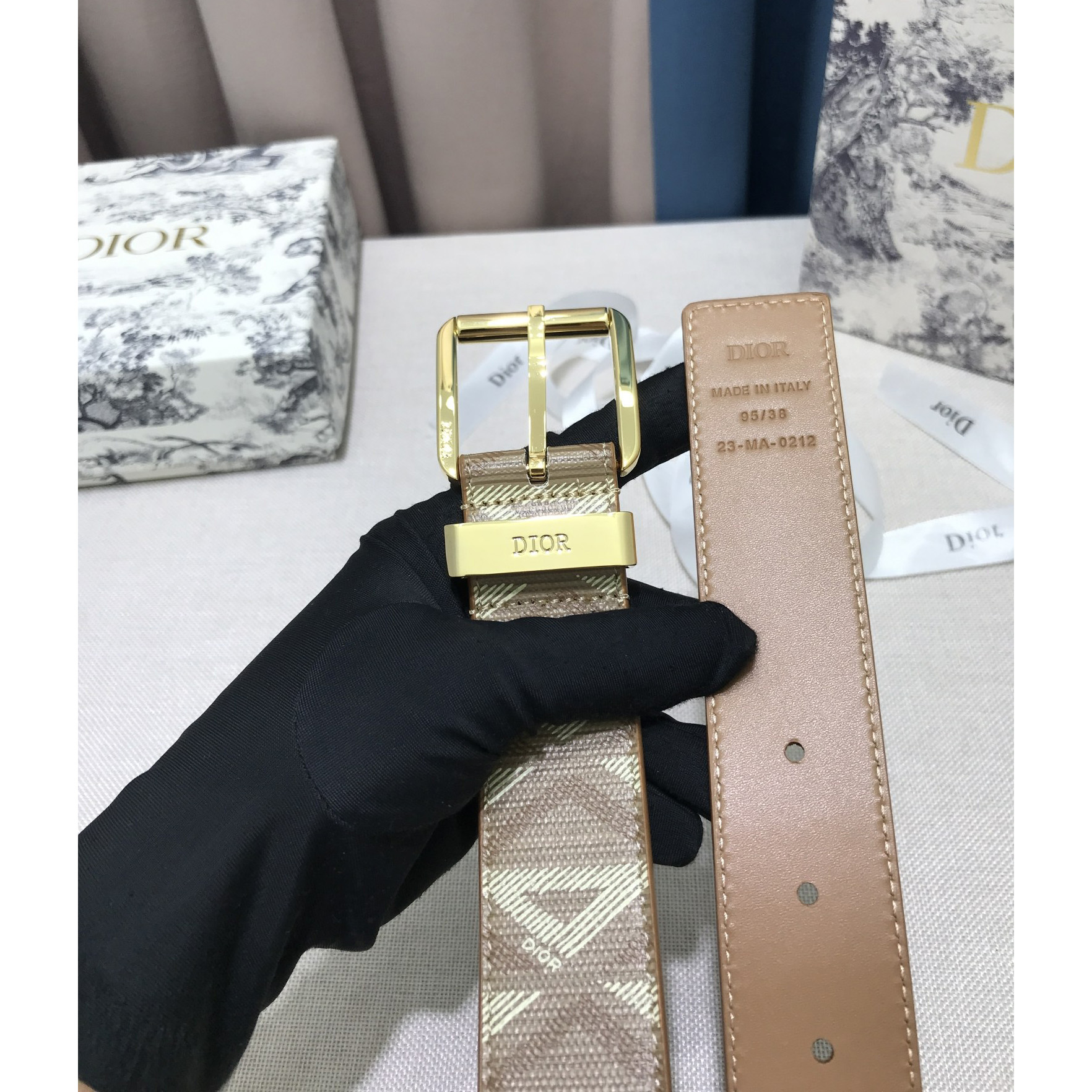 Dior CD Diamond Print  35mm Belt  - DopestKickz