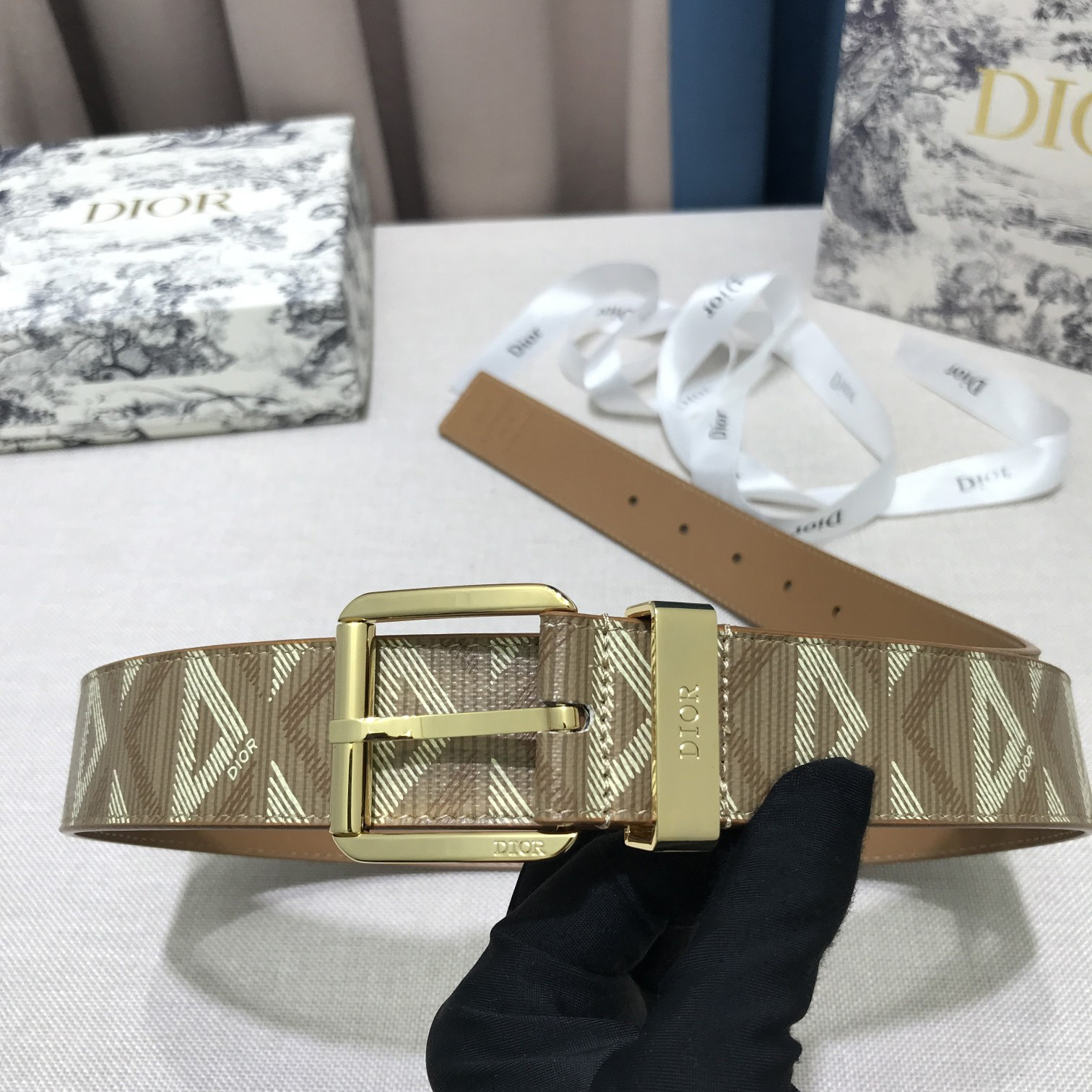 Dior CD Diamond Print  35mm Belt  - DopestKickz