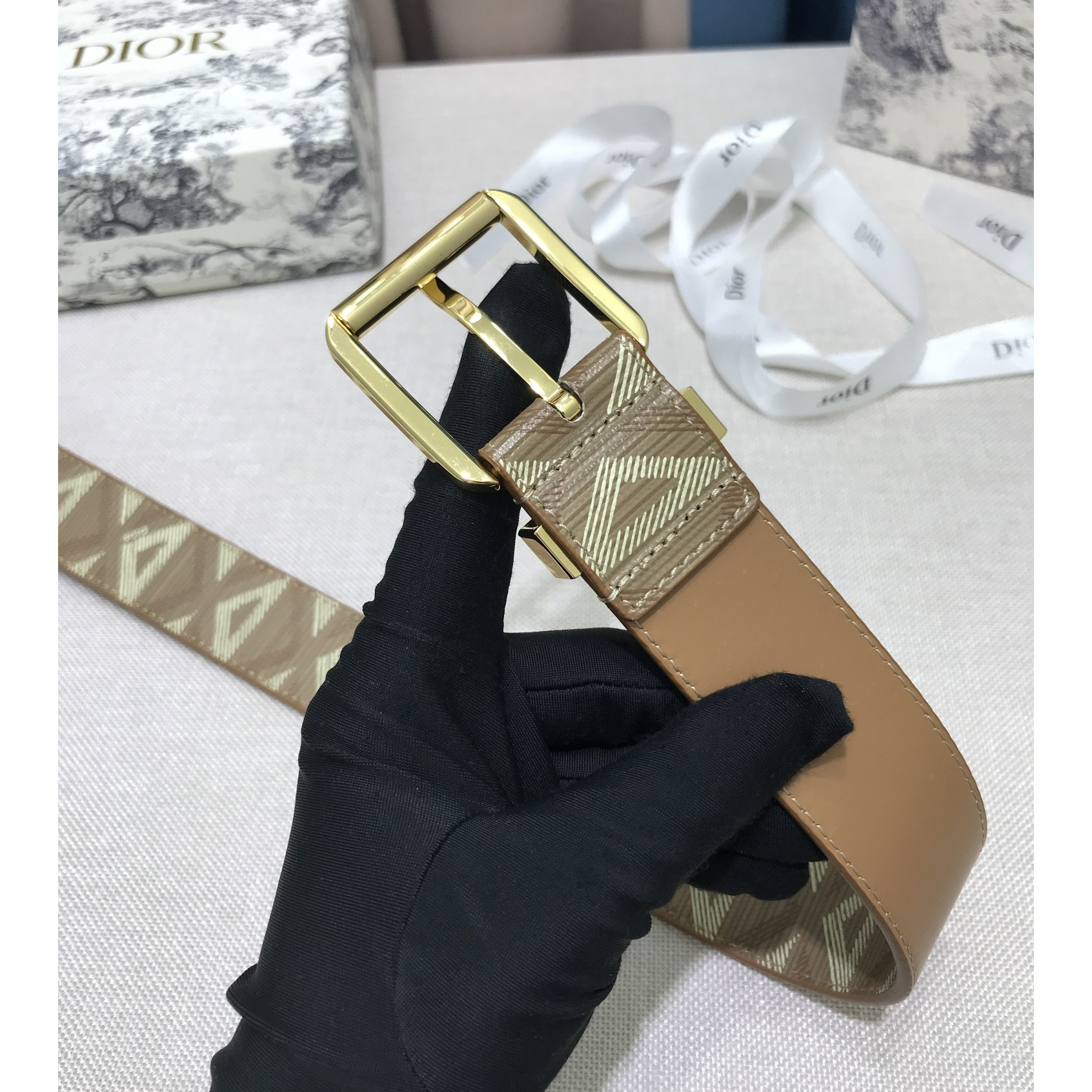 Dior CD Diamond Print  35mm Belt  - DopestKickz