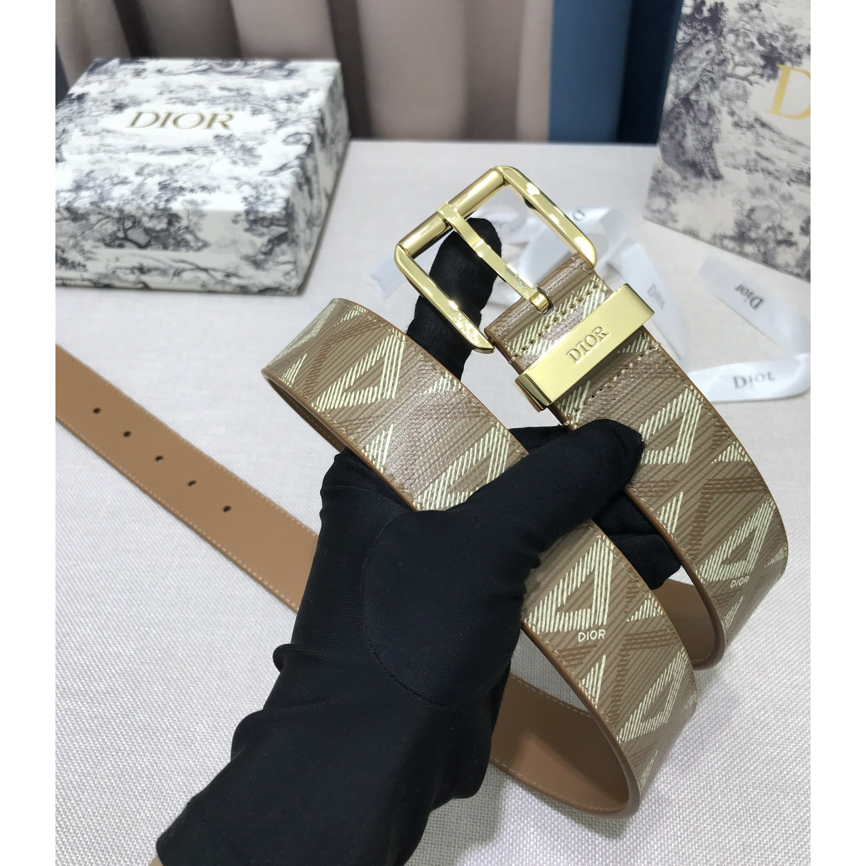 Dior CD Diamond Print  35mm Belt  - DopestKickz