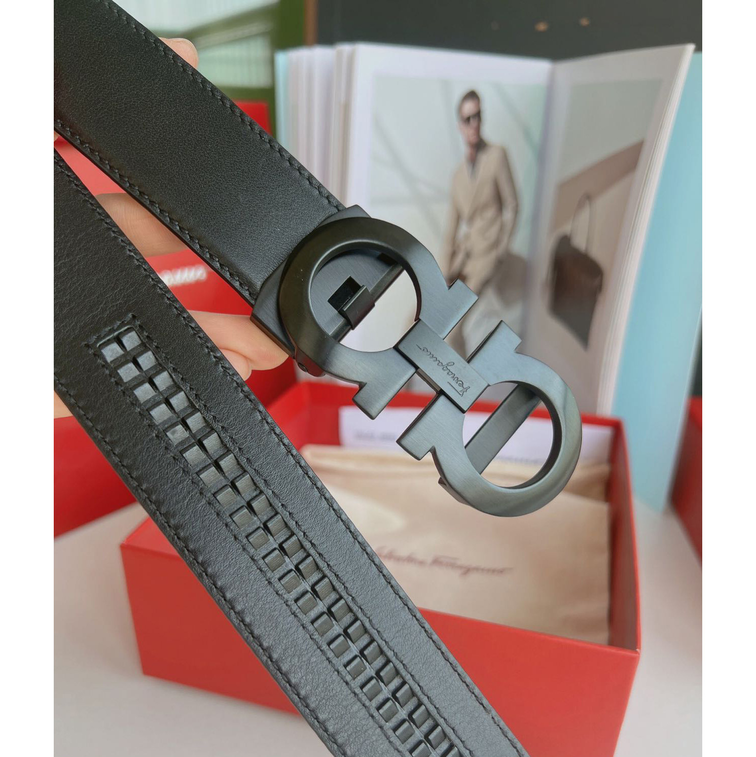 Ferragamo Black Leather Belt - DopestKickz