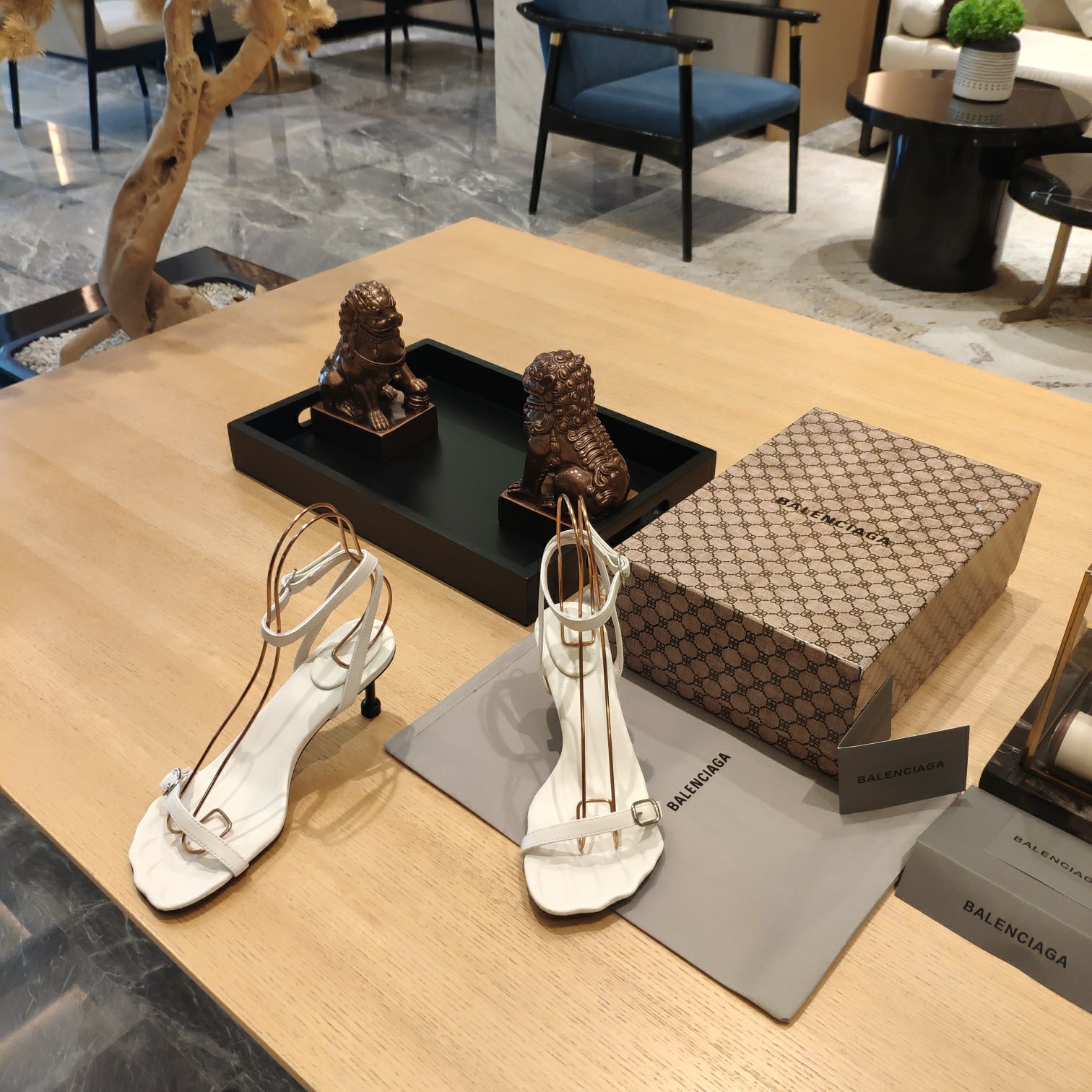 Balenciaga Logo High Heeled Sandals (7CM) - DopestKickz