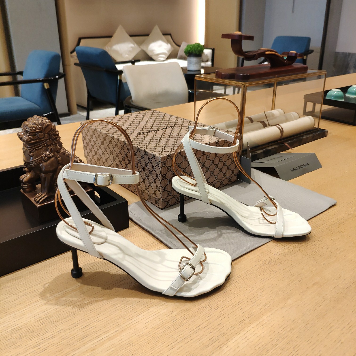 Balenciaga Logo High Heeled Sandals (7CM) - DopestKickz