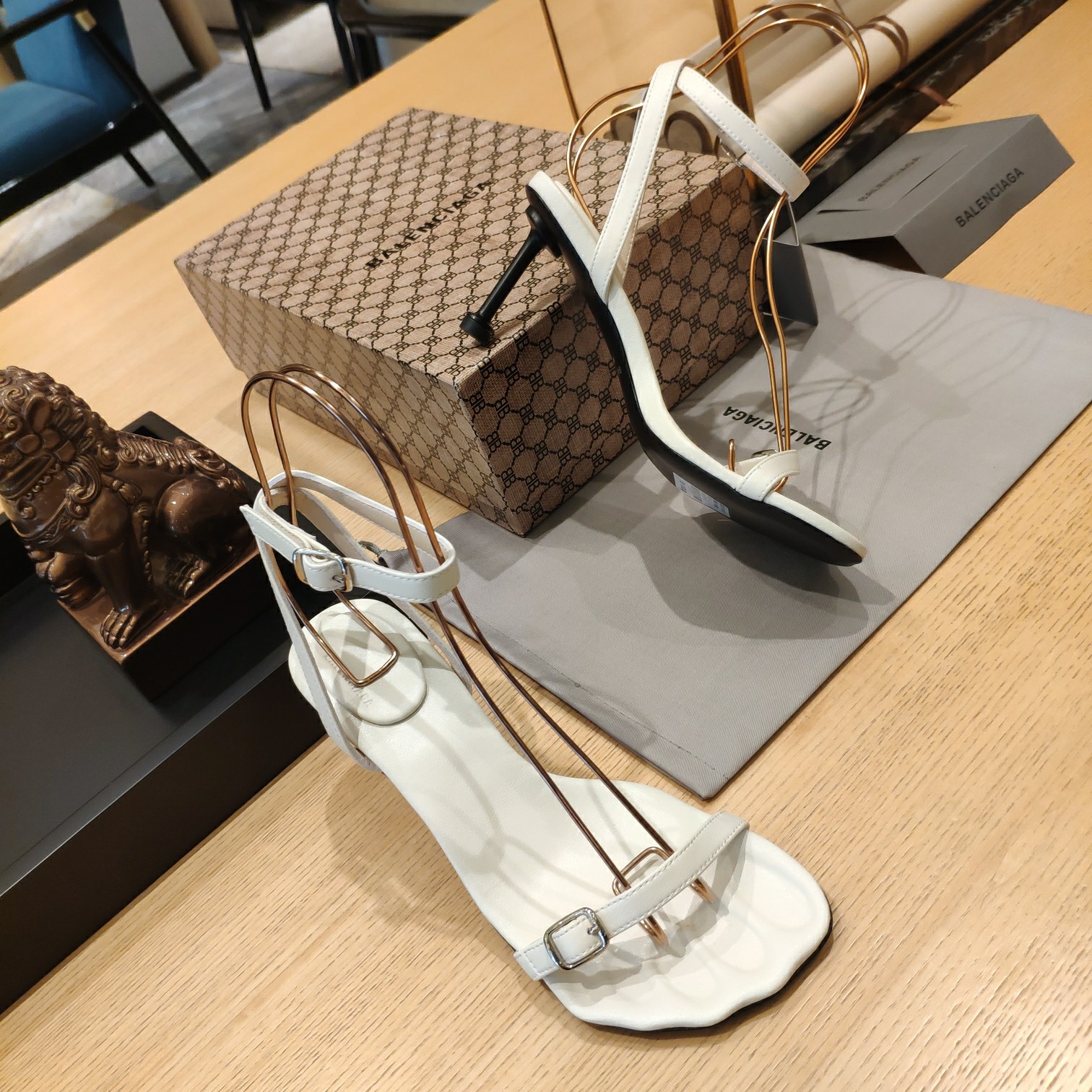 Balenciaga Logo High Heeled Sandals (7CM) - DopestKickz