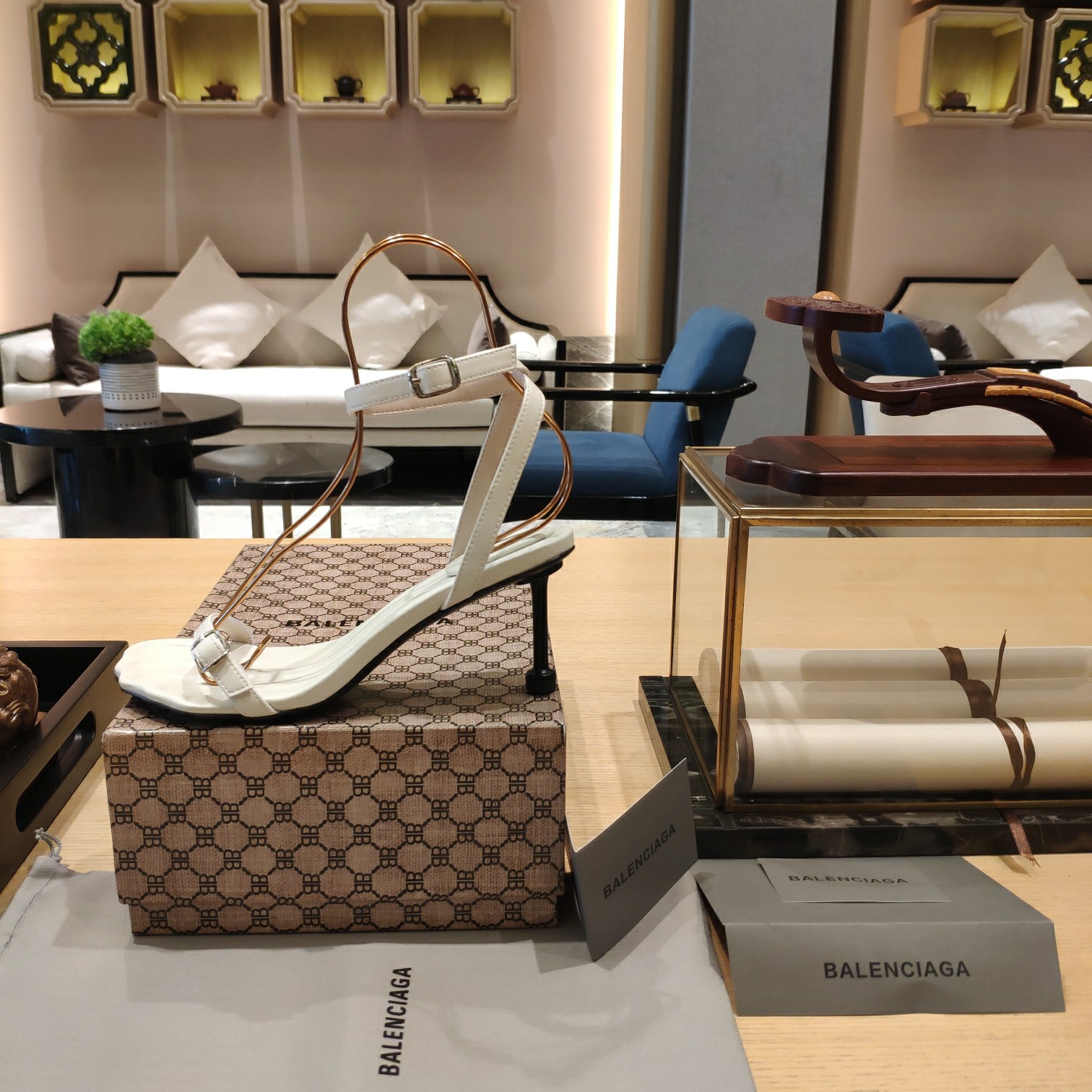 Balenciaga Logo High Heeled Sandals (7CM) - DopestKickz