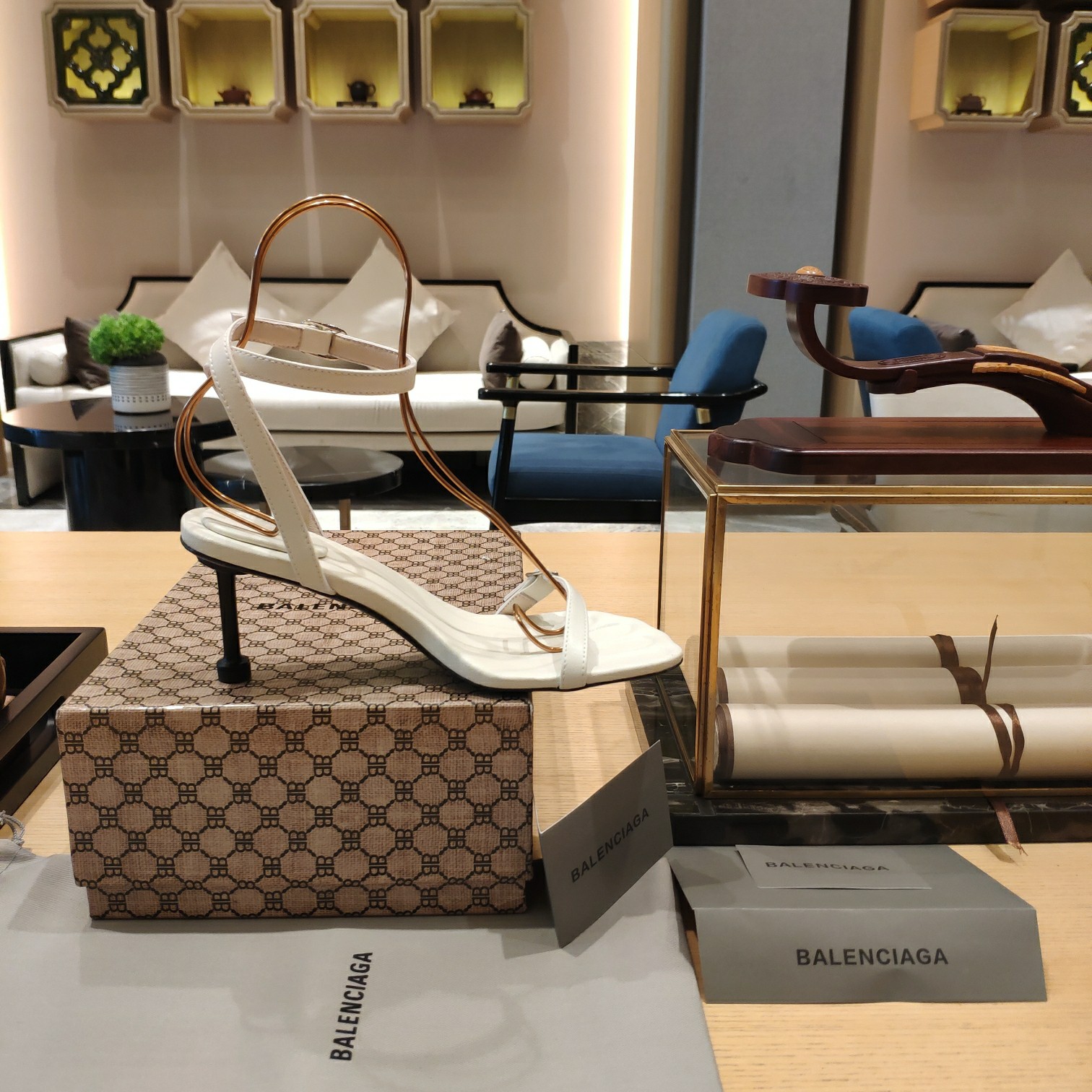 Balenciaga Logo High Heeled Sandals (7CM) - DopestKickz