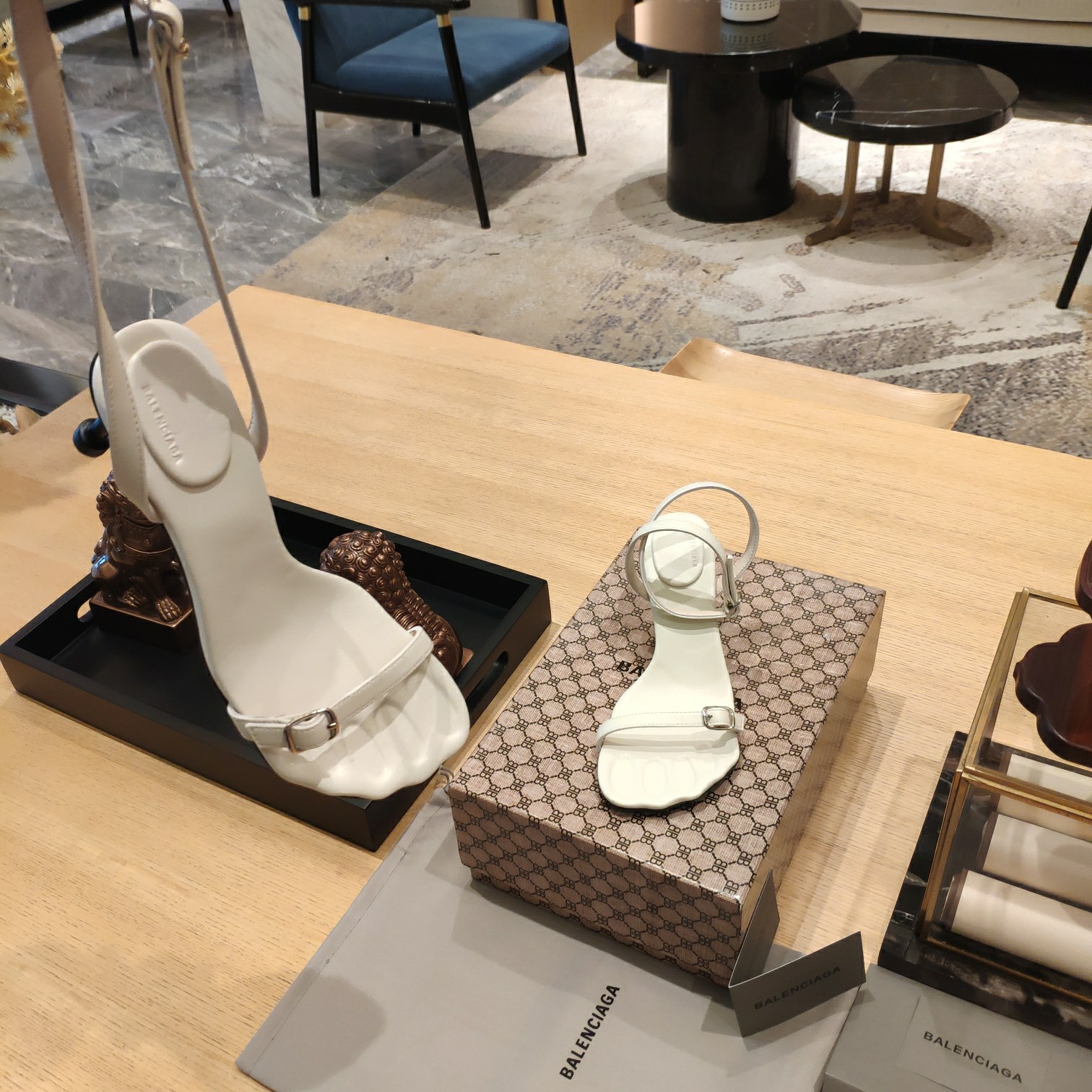 Balenciaga Logo High Heeled Sandals (7CM) - DopestKickz