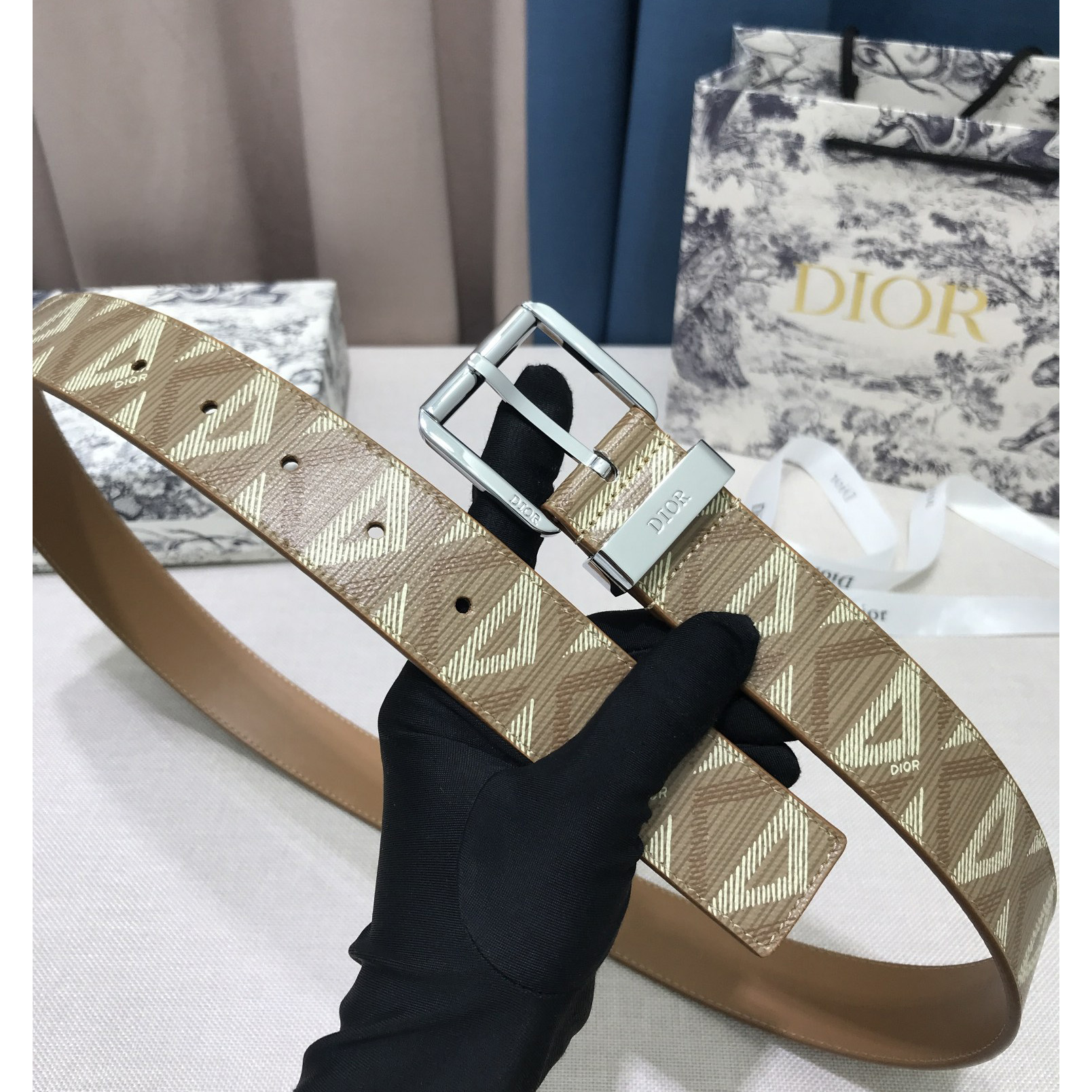 Dior CD Diamond Print  40mm Belt  - DopestKickz