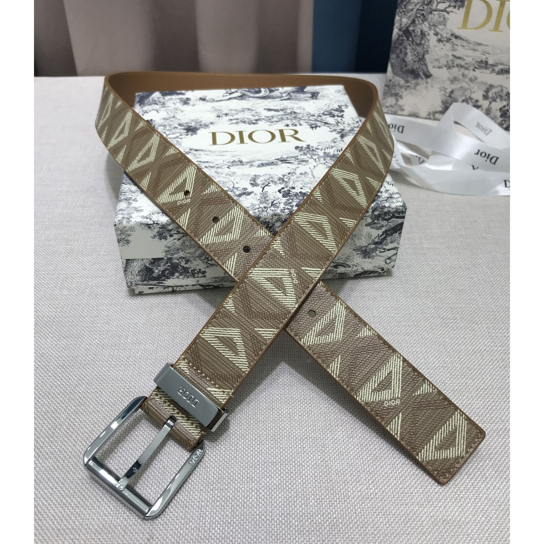 Dior CD Diamond Print  40mm Belt  - DopestKickz