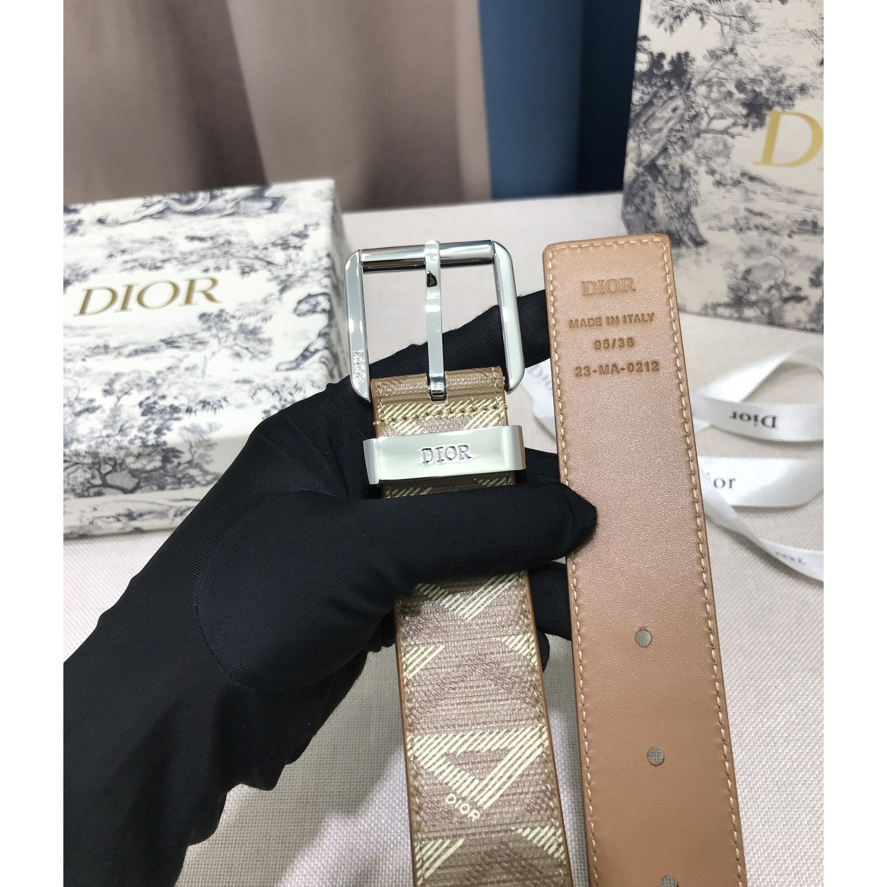 Dior CD Diamond Print  40mm Belt  - DopestKickz