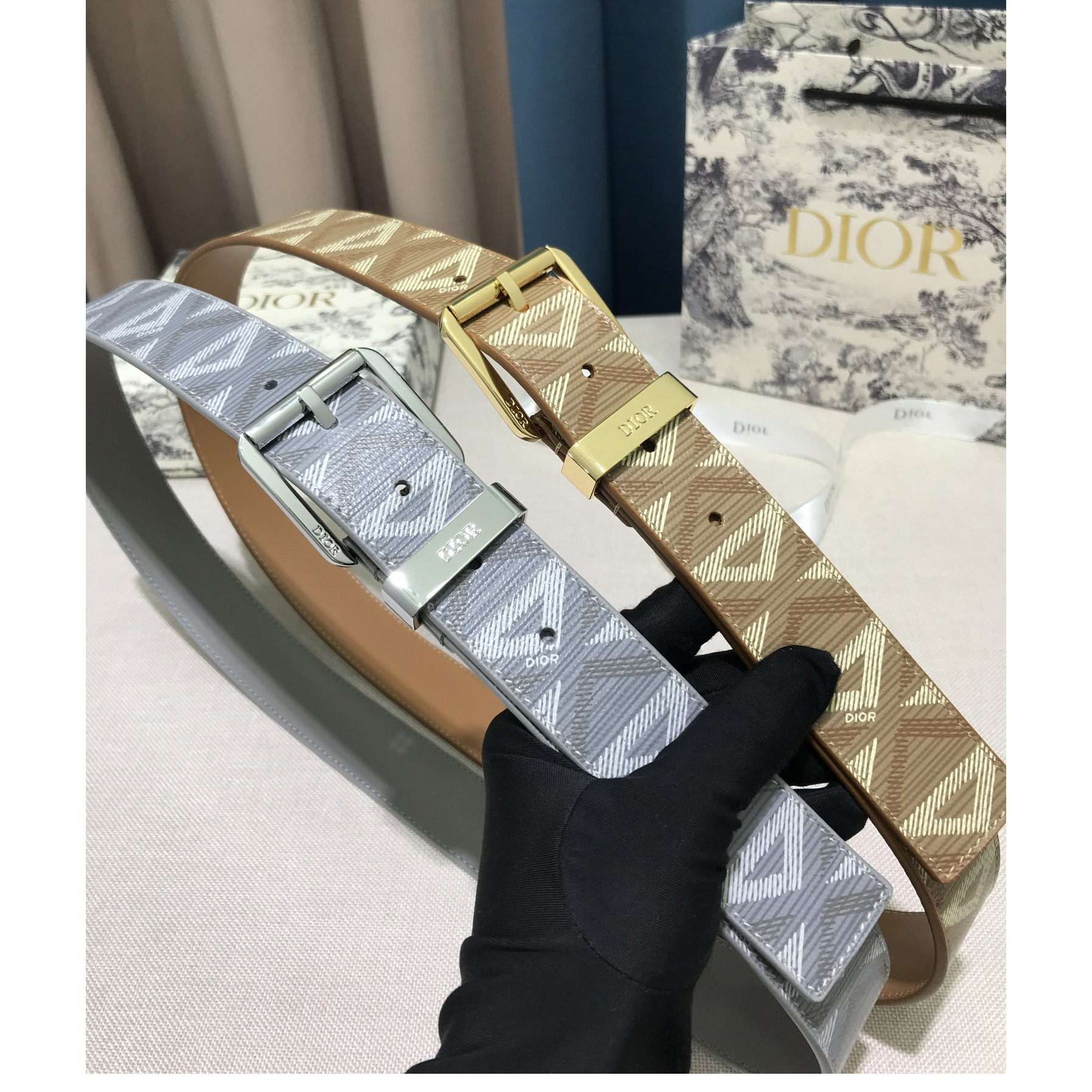 Dior CD Diamond Print  35mm Belt  - DopestKickz