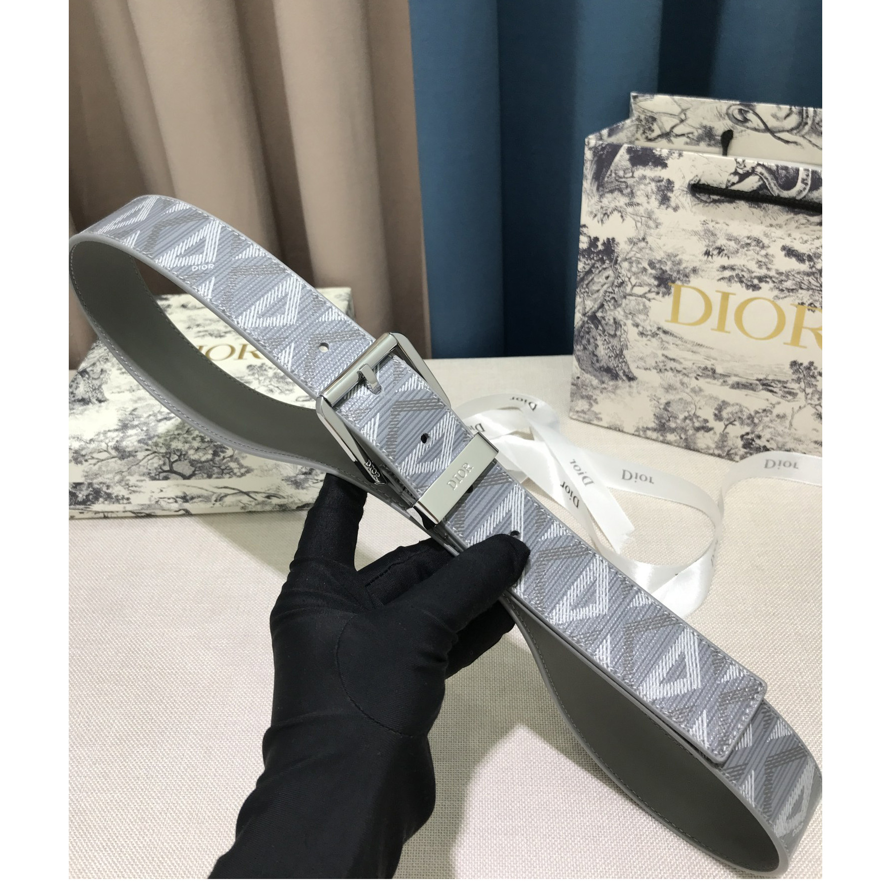 Dior CD Diamond Print  35mm Belt  - DopestKickz