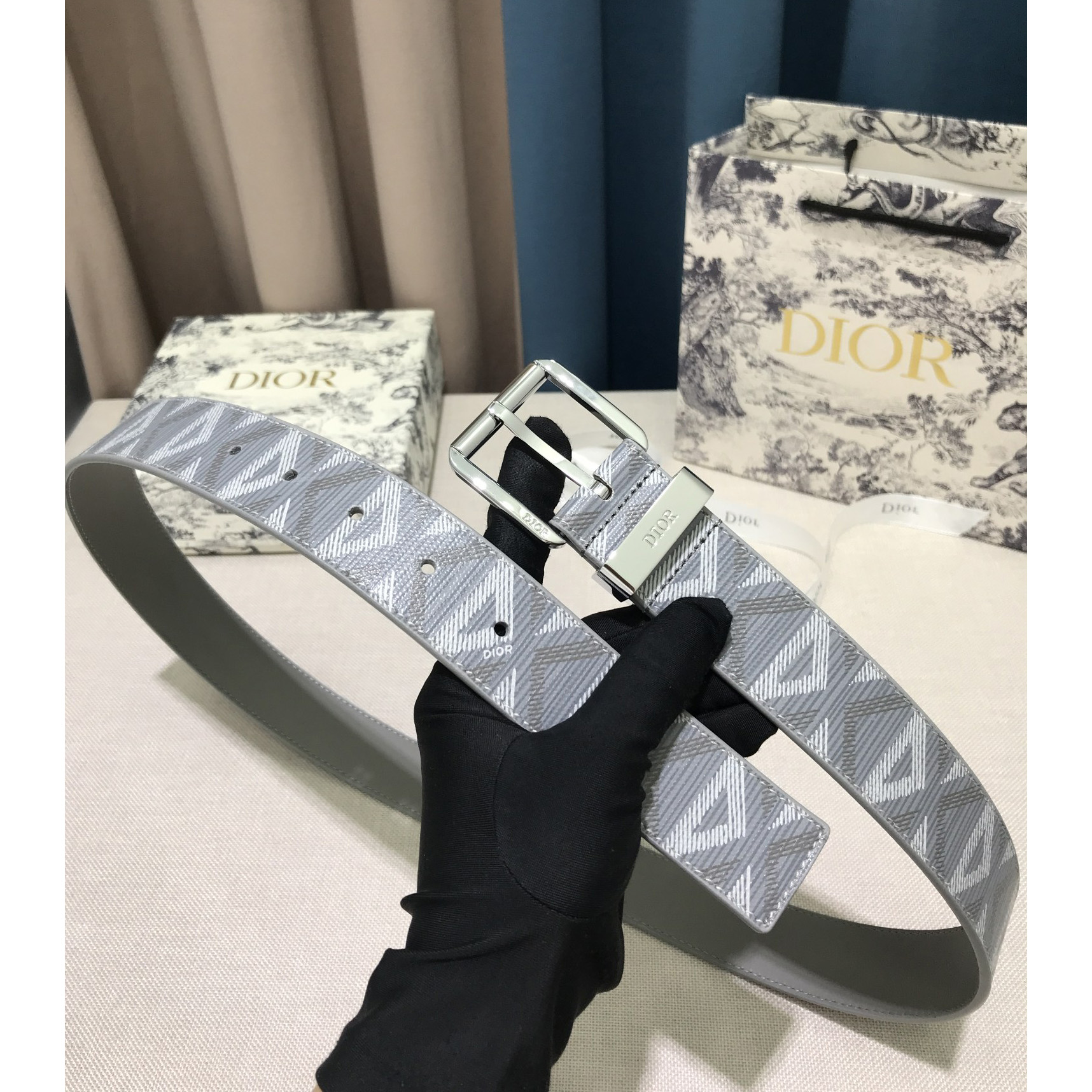 Dior CD Diamond Print  35mm Belt  - DopestKickz