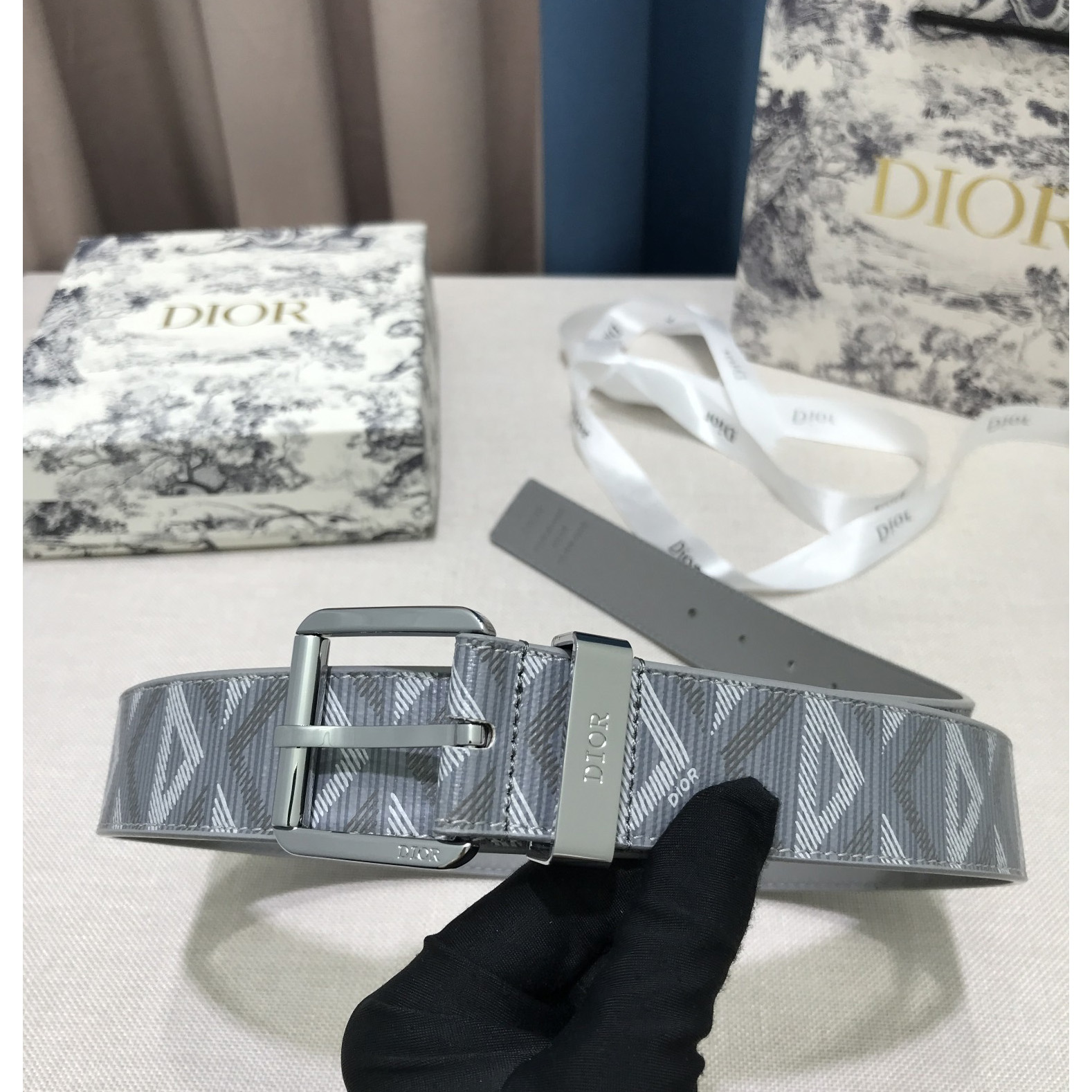 Dior CD Diamond Print  35mm Belt  - DopestKickz