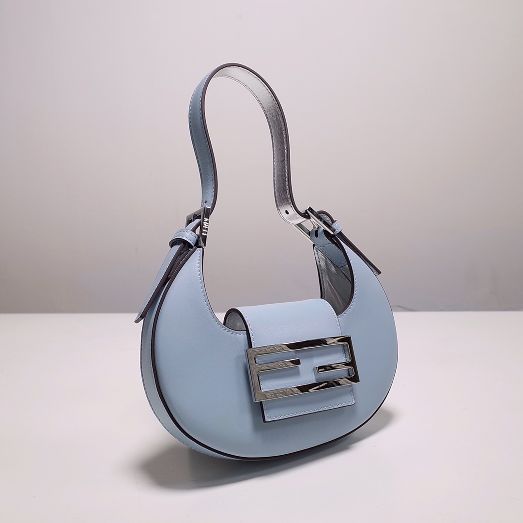Fendi Cookie Blue Leather Mini Handbag（22-17.5-4.5cm） - DopestKickz