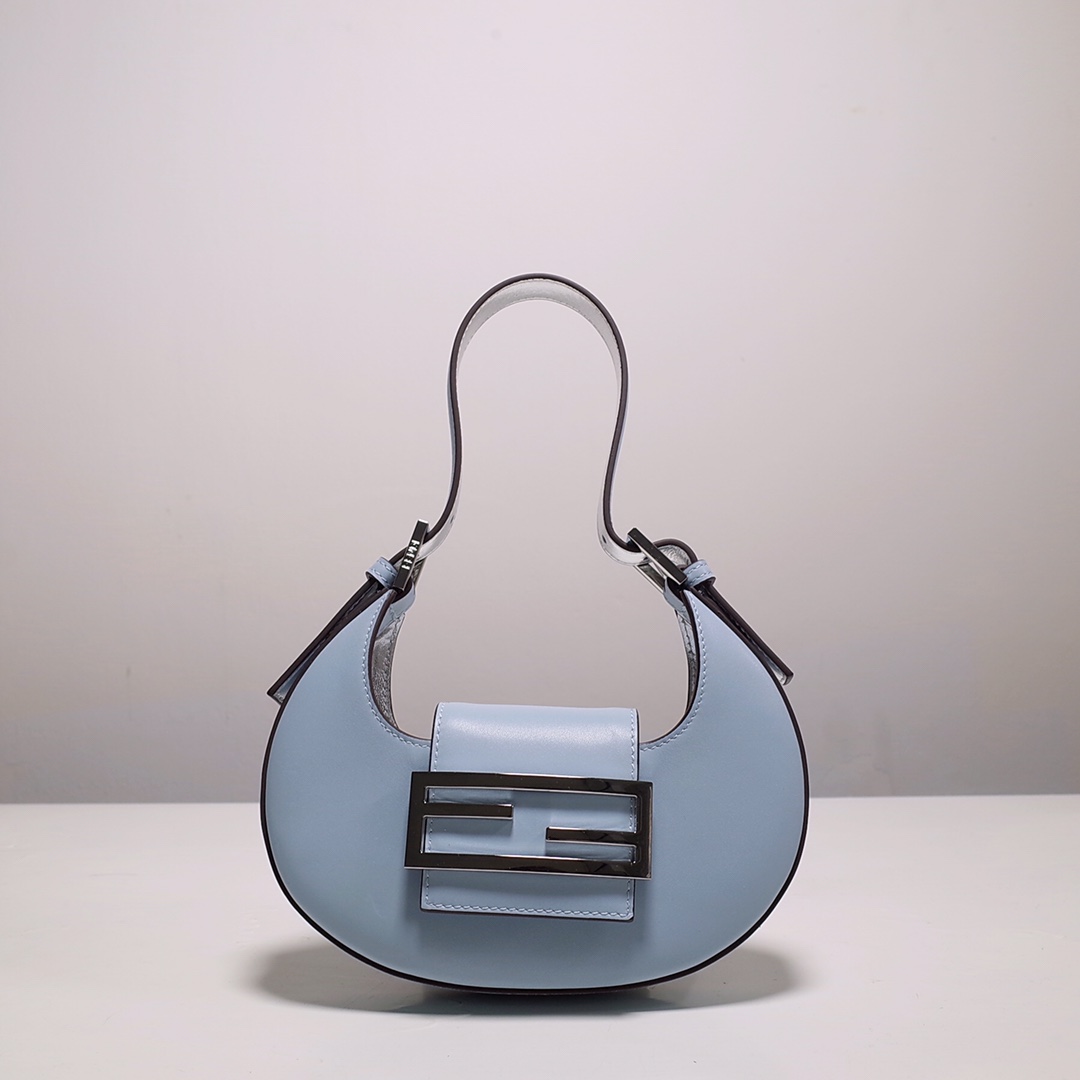 Fendi Cookie Blue Leather Mini Handbag（22-17.5-4.5cm） - DopestKickz